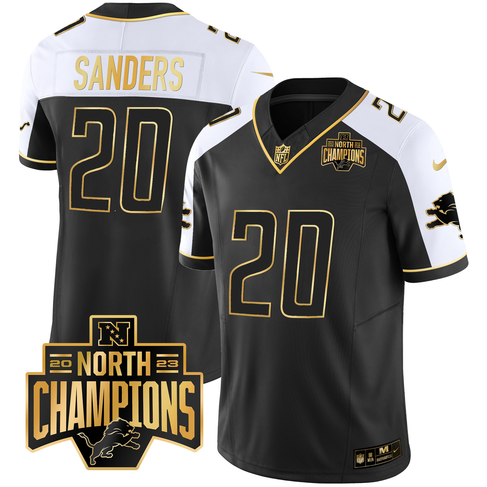 Men's Detroit Lions 2023 NFC North Division Champions Patch Vapor Gold Jersey - All Stitched - Image 5