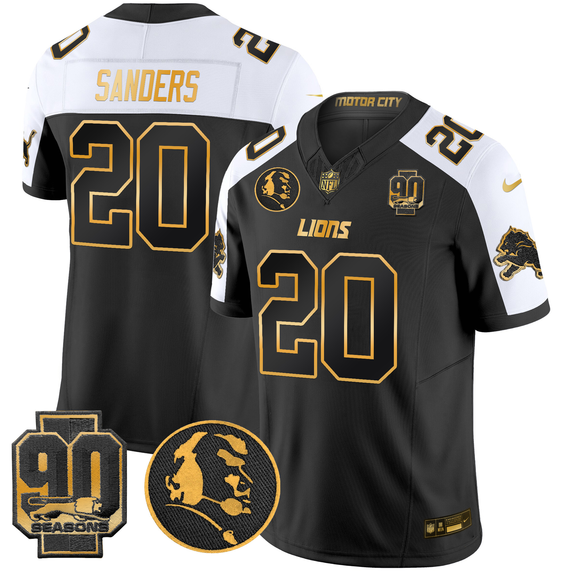 Men's Detroit Lions 2024 90th & John Madden Patch Gold Vapor Limited Jersey V2 - All Stitched - Image 5