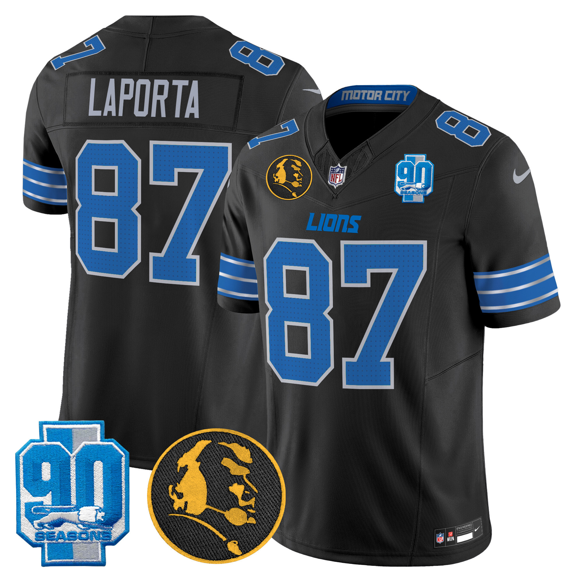 Men's Detroit Lions 2024 90th & John Madden Patch Vapor Limited Jersey - All Stitched - Image 14
