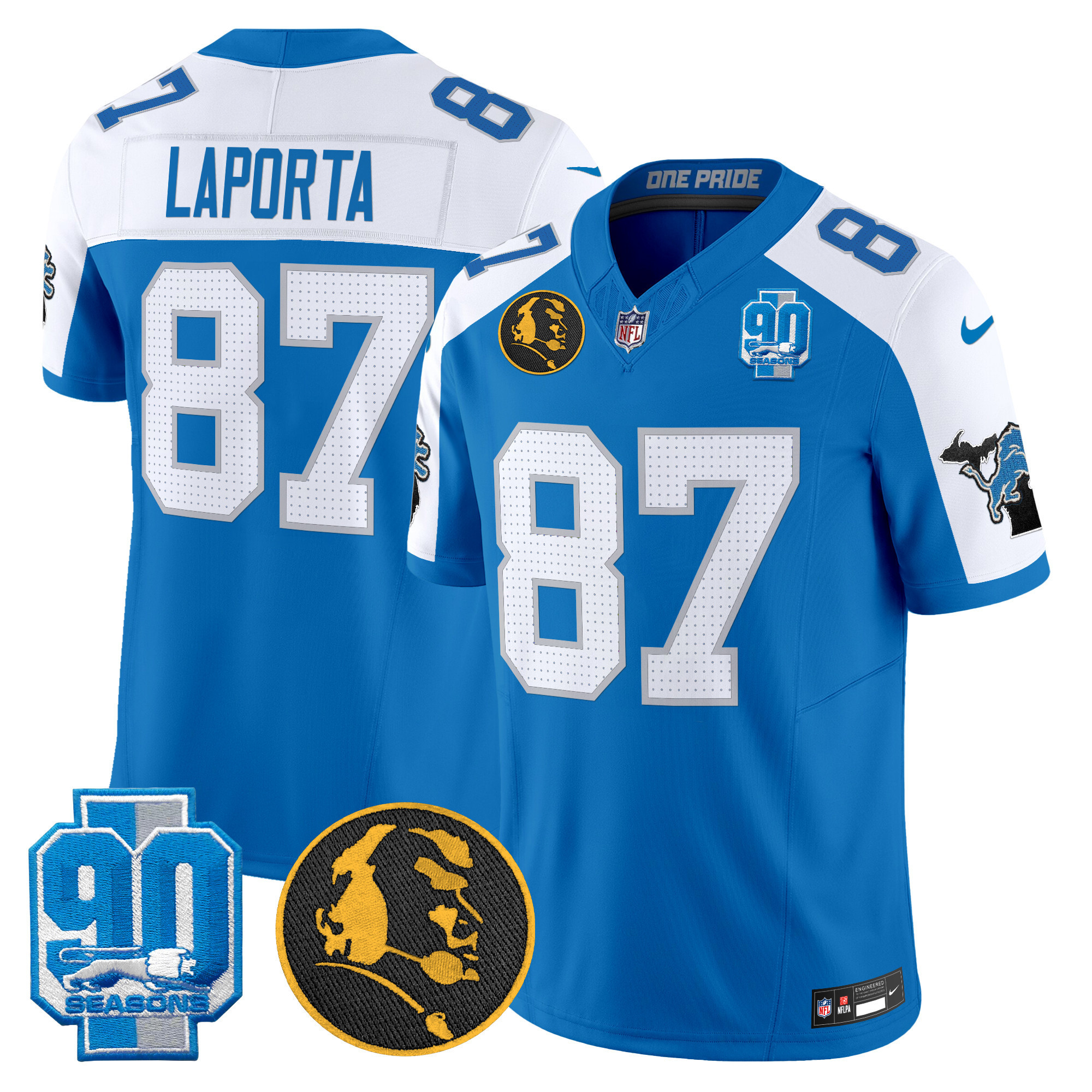 Men's Detroit Lions 2024 90th & John Madden Patch Vapor Limited Jersey - All Stitched - Image 46