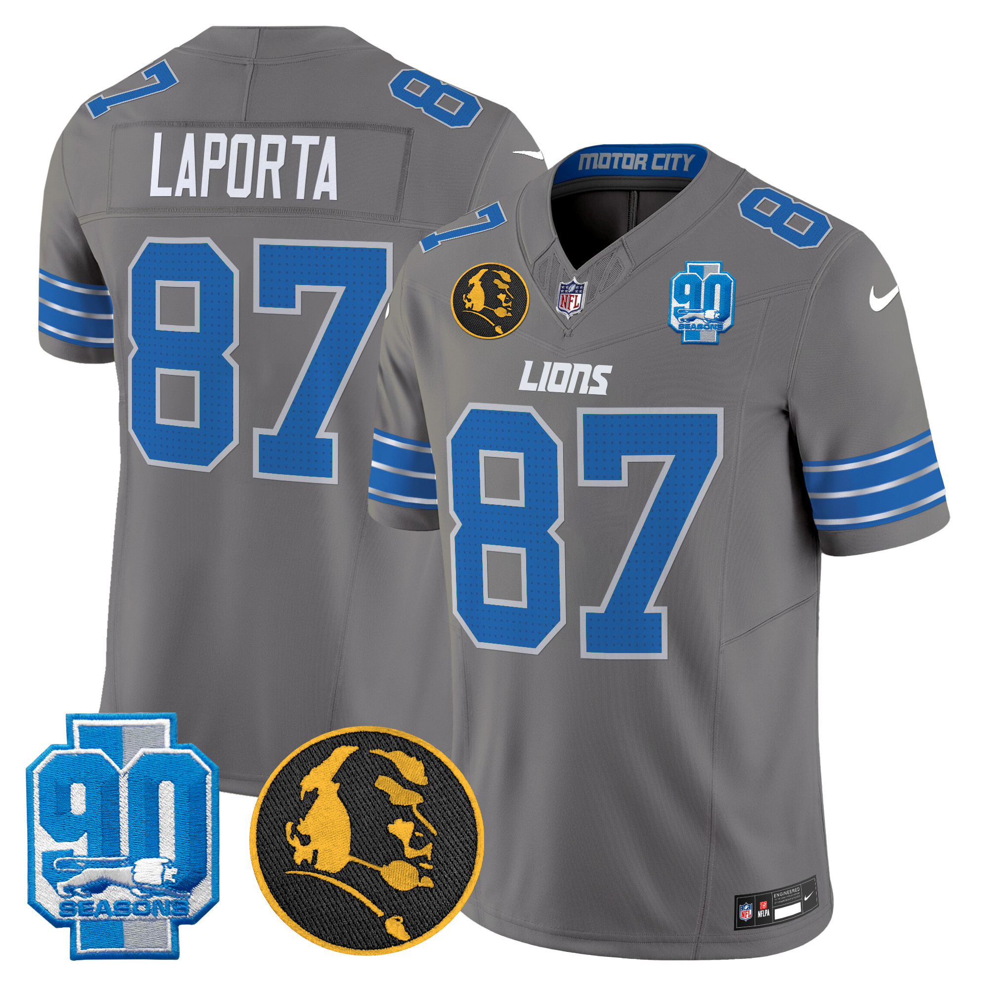 Men's Detroit Lions 2024 90th & John Madden Patch Vapor Limited Jersey - All Stitched - Image 38