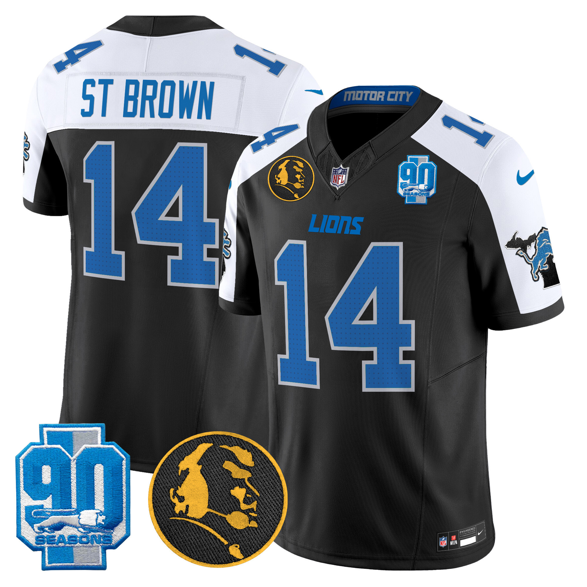 Men's Detroit Lions 2024 90th & John Madden Patch Vapor Limited Jersey - All Stitched - Image 3