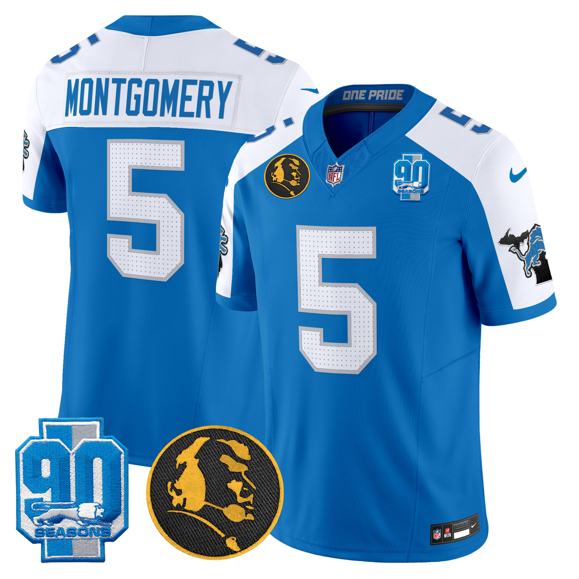Men's Detroit Lions 2024 90th & John Madden Patch Vapor Limited Jersey - All Stitched - Image 44