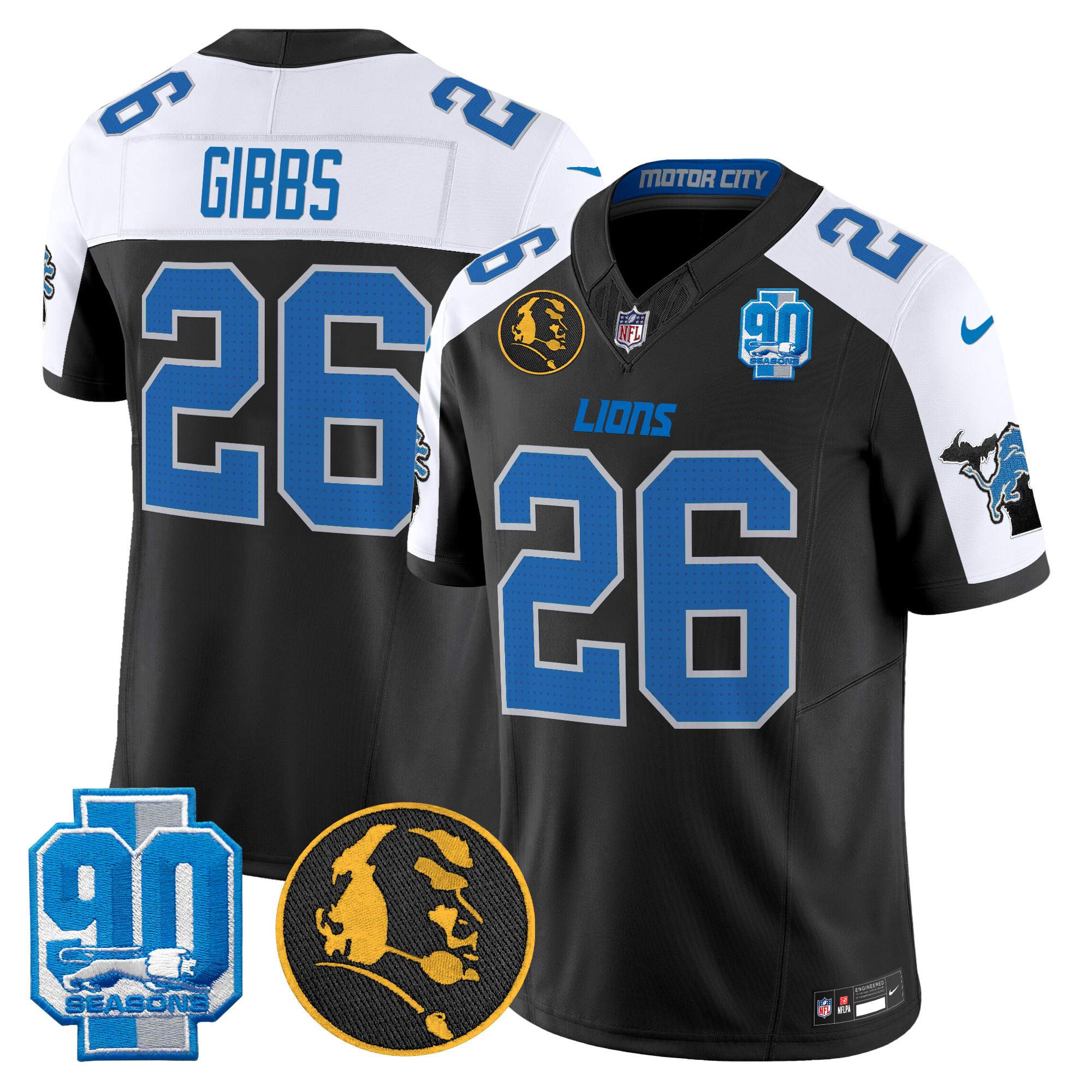 Men's Detroit Lions 2024 90th & John Madden Patch Vapor Limited Jersey - All Stitched - Image 7