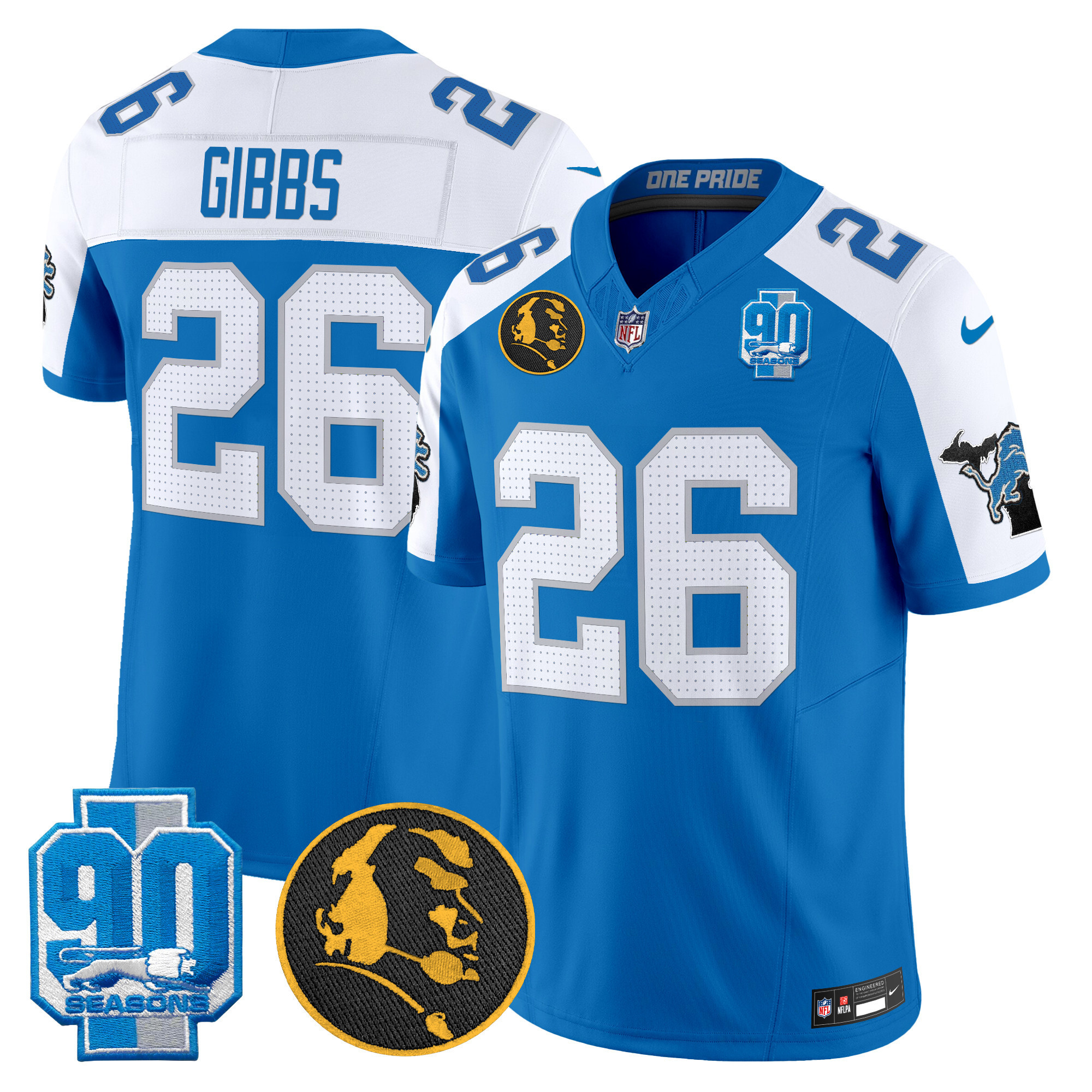 Men's Detroit Lions 2024 90th & John Madden Patch Vapor Limited Jersey - All Stitched - Image 47