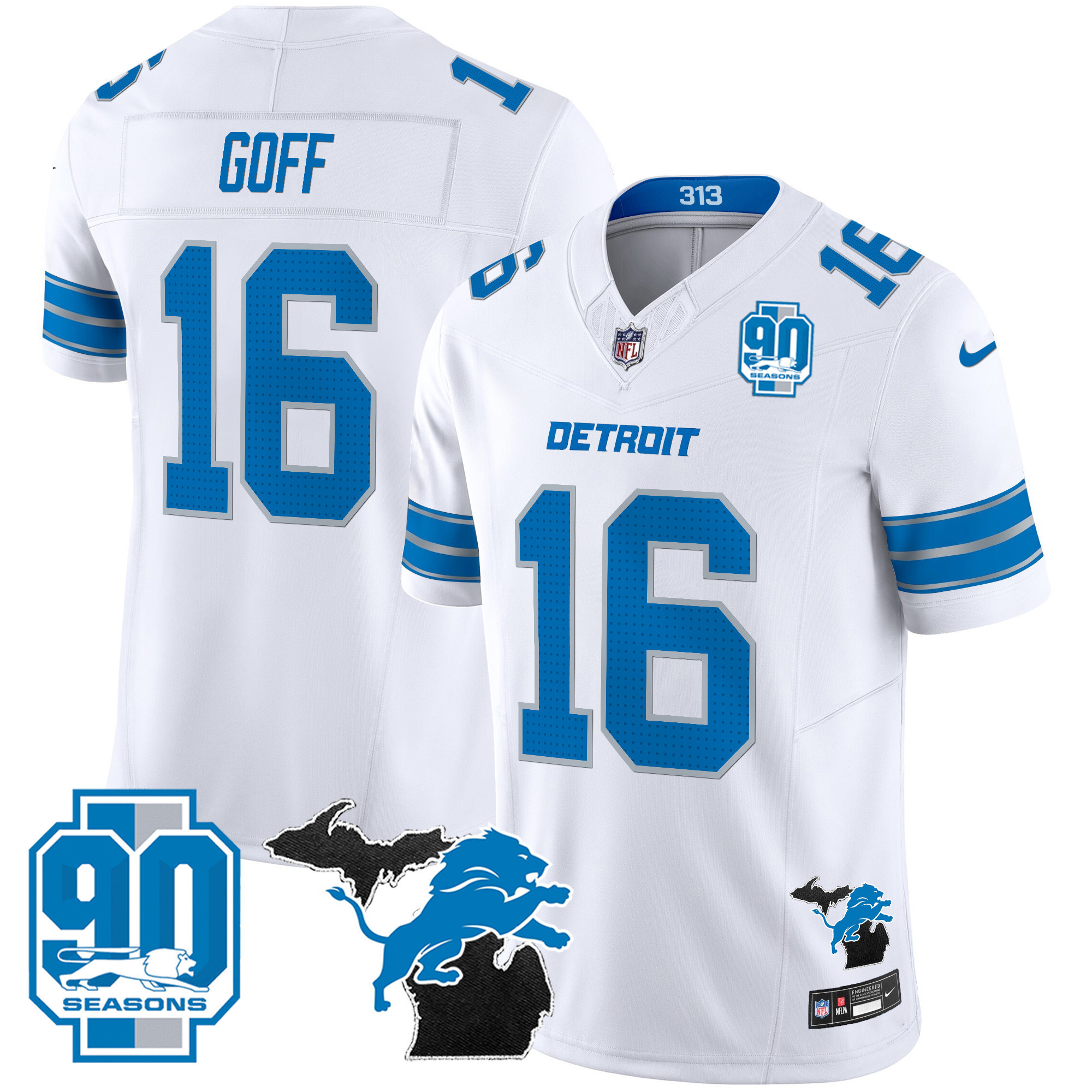 Men's Detroit Lions 2024 Michigan & 90th Year Patch Vapor Jersey - All Stitched - Image 16