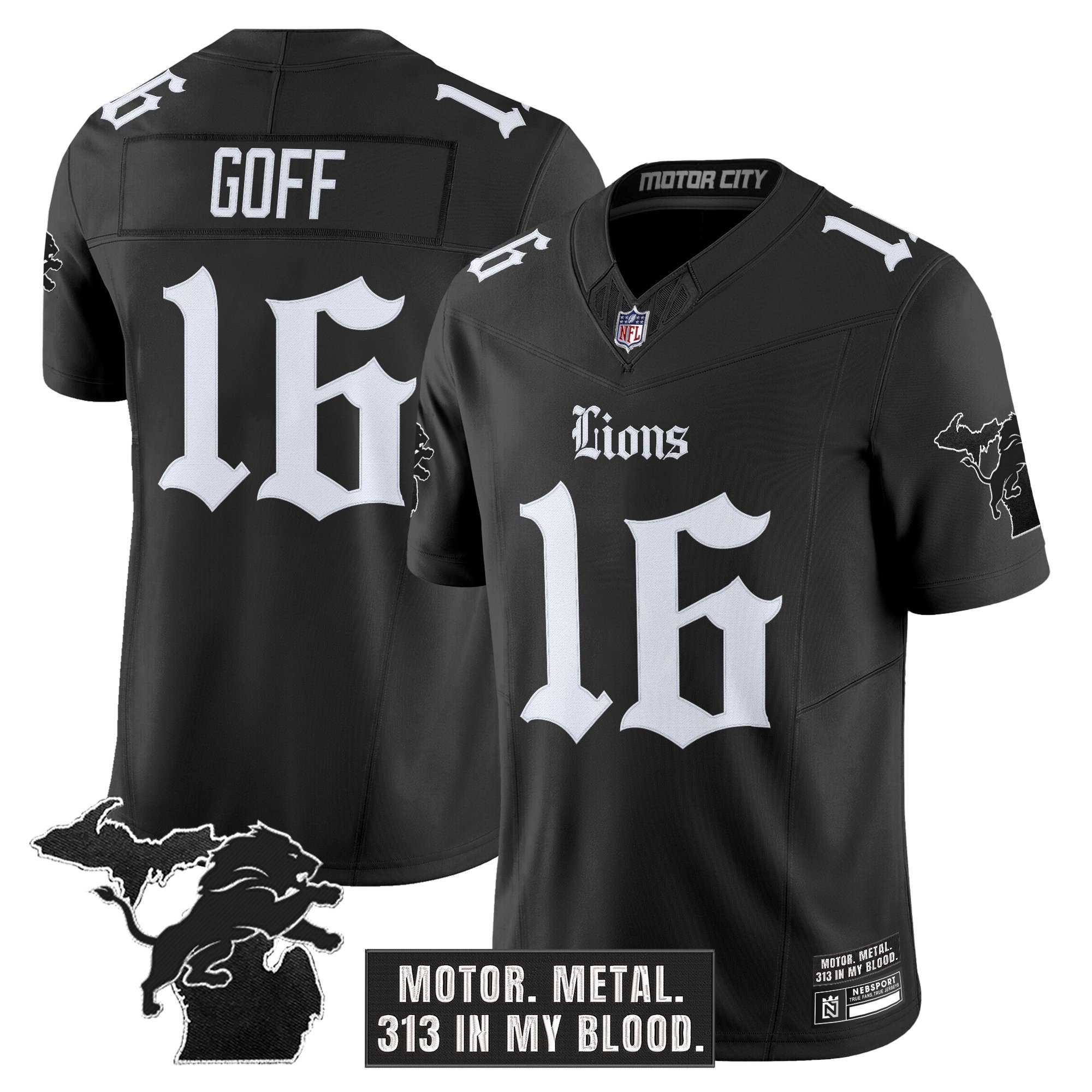 Men's Detroit Lions 'Gothic Motor Grit Edition' Vapor Limited Jersey - All Stitched - Image 22