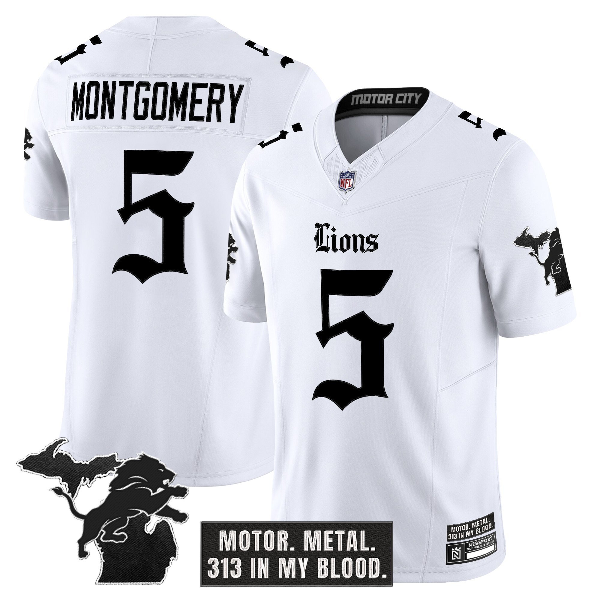 Men's Detroit Lions 'Gothic Motor Grit Edition' Vapor Limited Jersey - All Stitched - Image 10