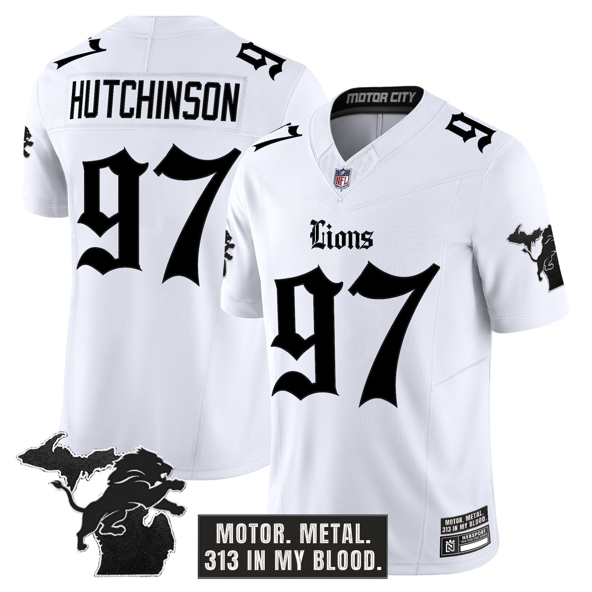 Men's Detroit Lions 'Gothic Motor Grit Edition' Vapor Limited Jersey - All Stitched - Image 8