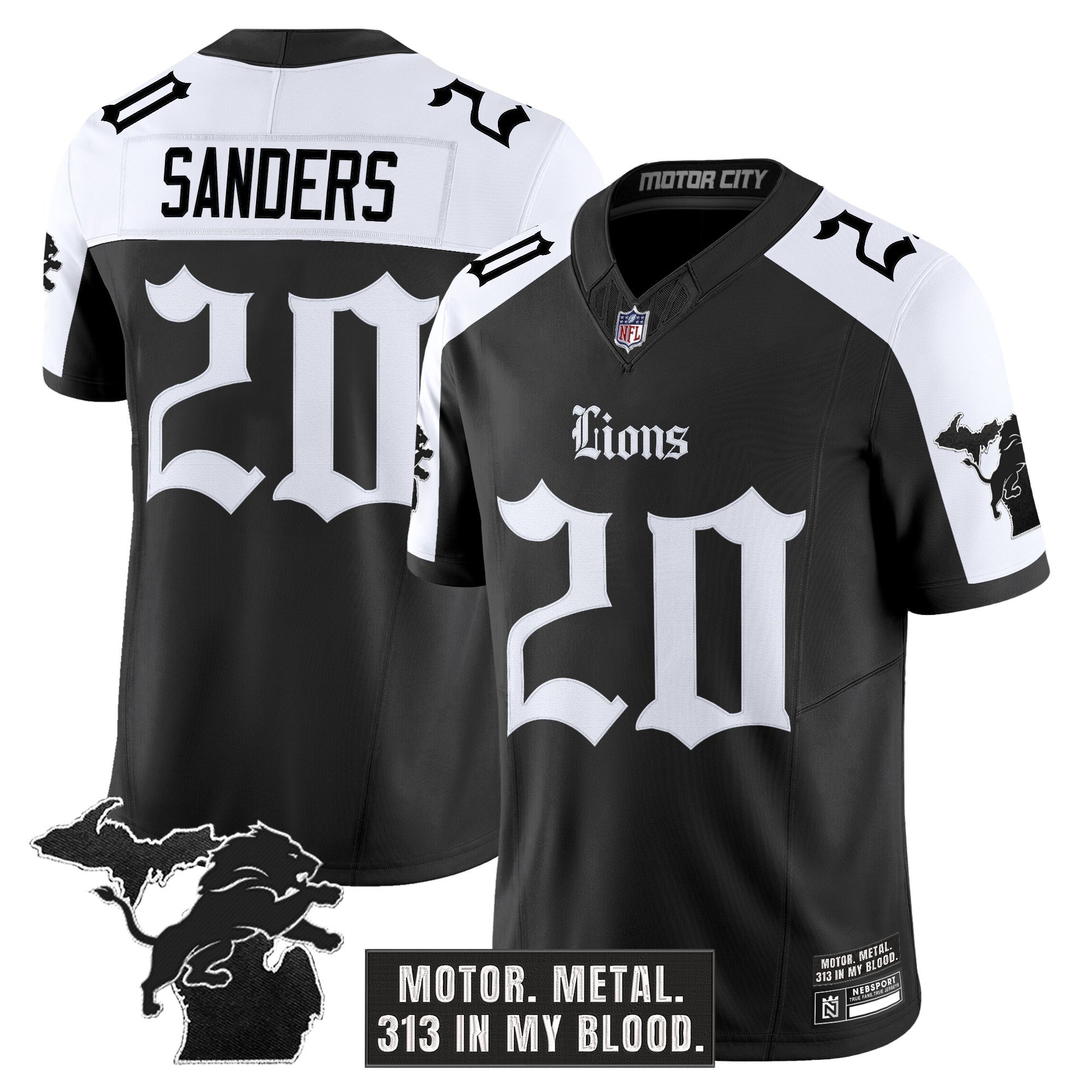 Men's Detroit Lions 'Gothic Motor Grit Edition' Vapor Limited Jersey - All Stitched - Image 19