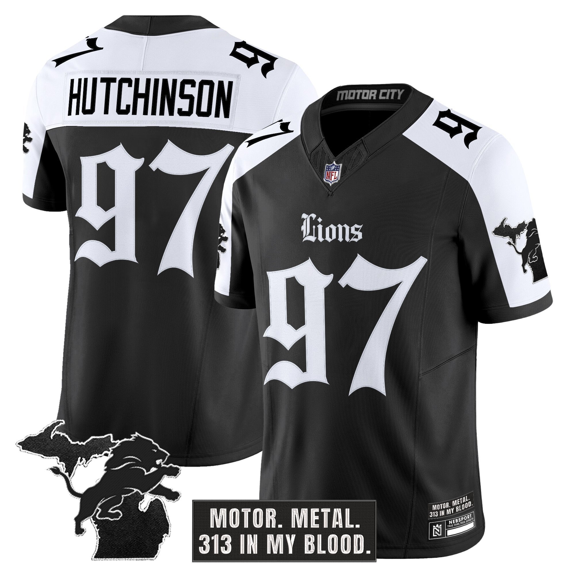 Men's Detroit Lions 'Gothic Motor Grit Edition' Vapor Limited Jersey - All Stitched - Image 16