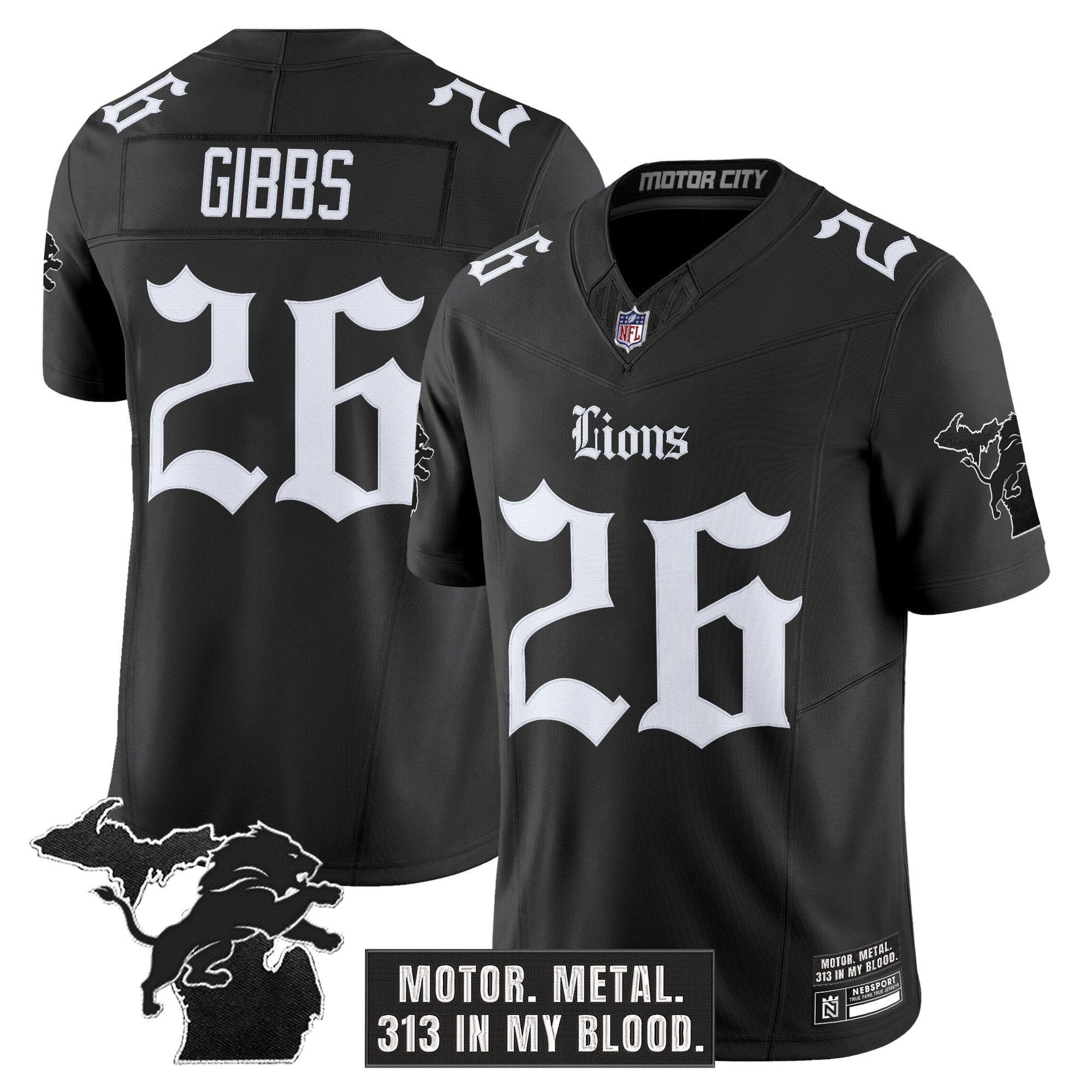 Men's Detroit Lions 'Gothic Motor Grit Edition' Vapor Limited Jersey - All Stitched - Image 5