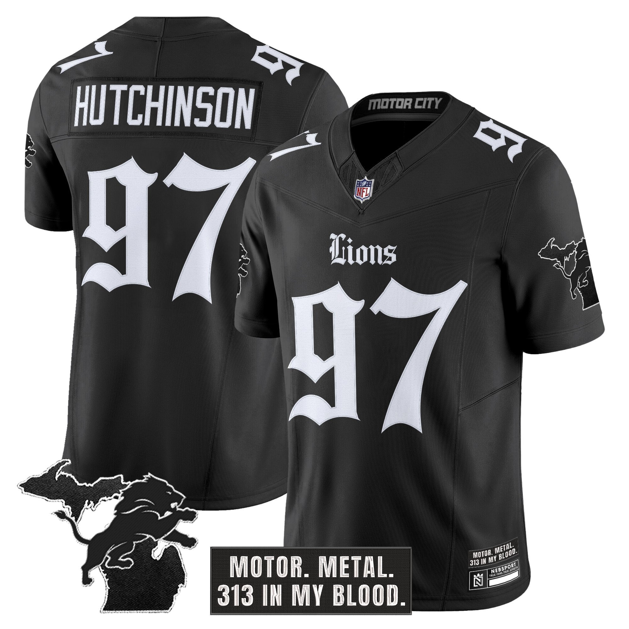 Men's Detroit Lions 'Gothic Motor Grit Edition' Vapor Limited Jersey - All Stitched - Image 24