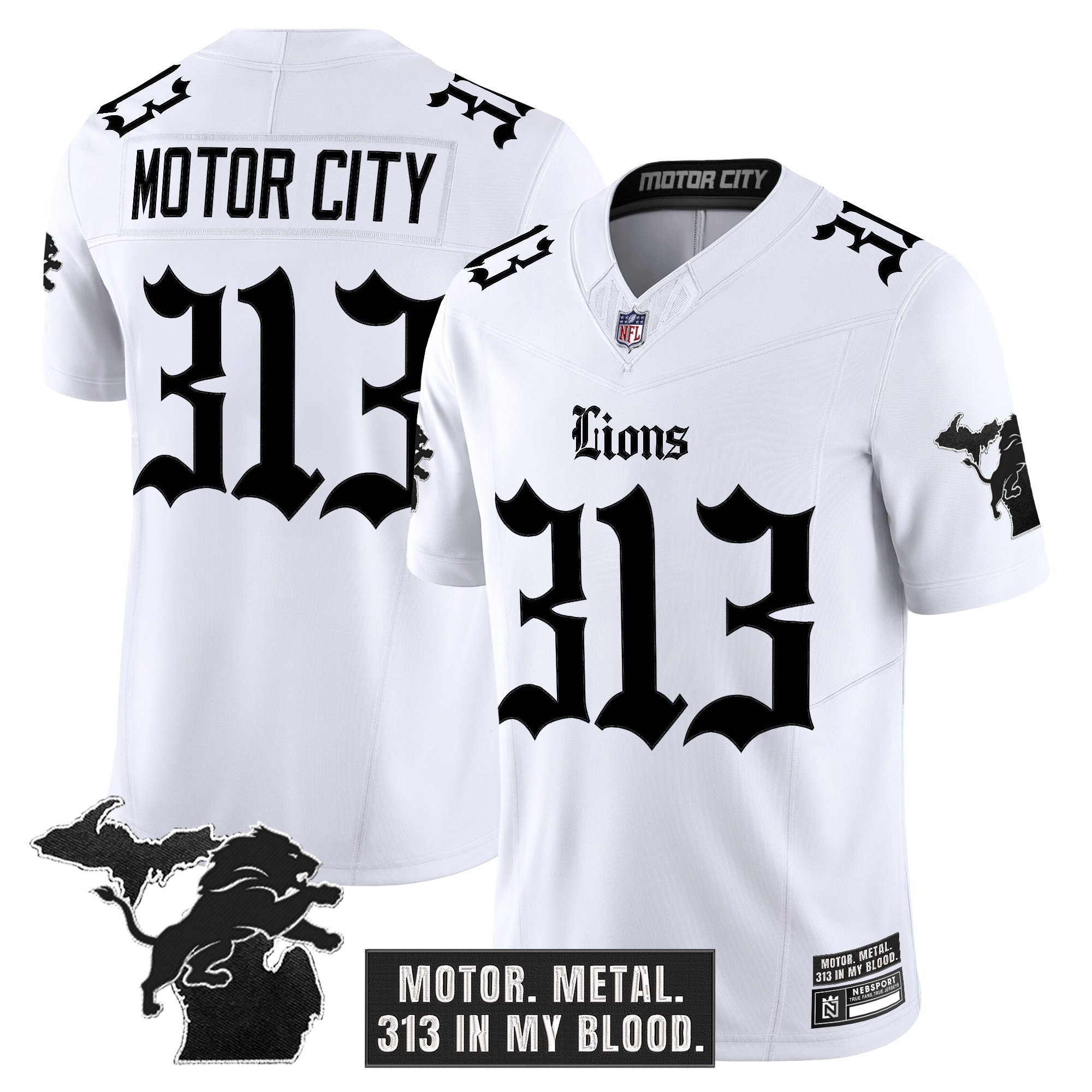 Men's Detroit Lions 'Gothic Motor Grit Edition' Vapor Limited Jersey - All Stitched - Image 7
