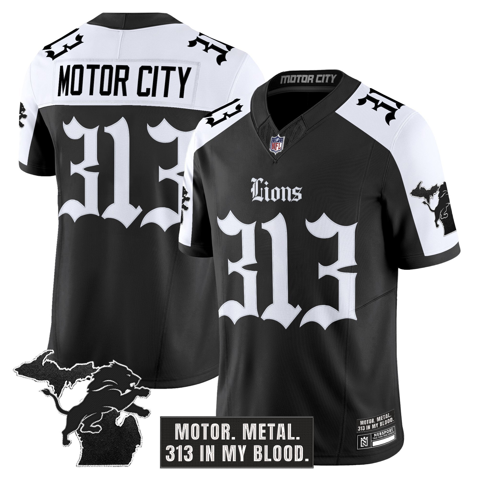 Men's Detroit Lions 'Gothic Motor Grit Edition' Vapor Limited Jersey - All Stitched - Image 15