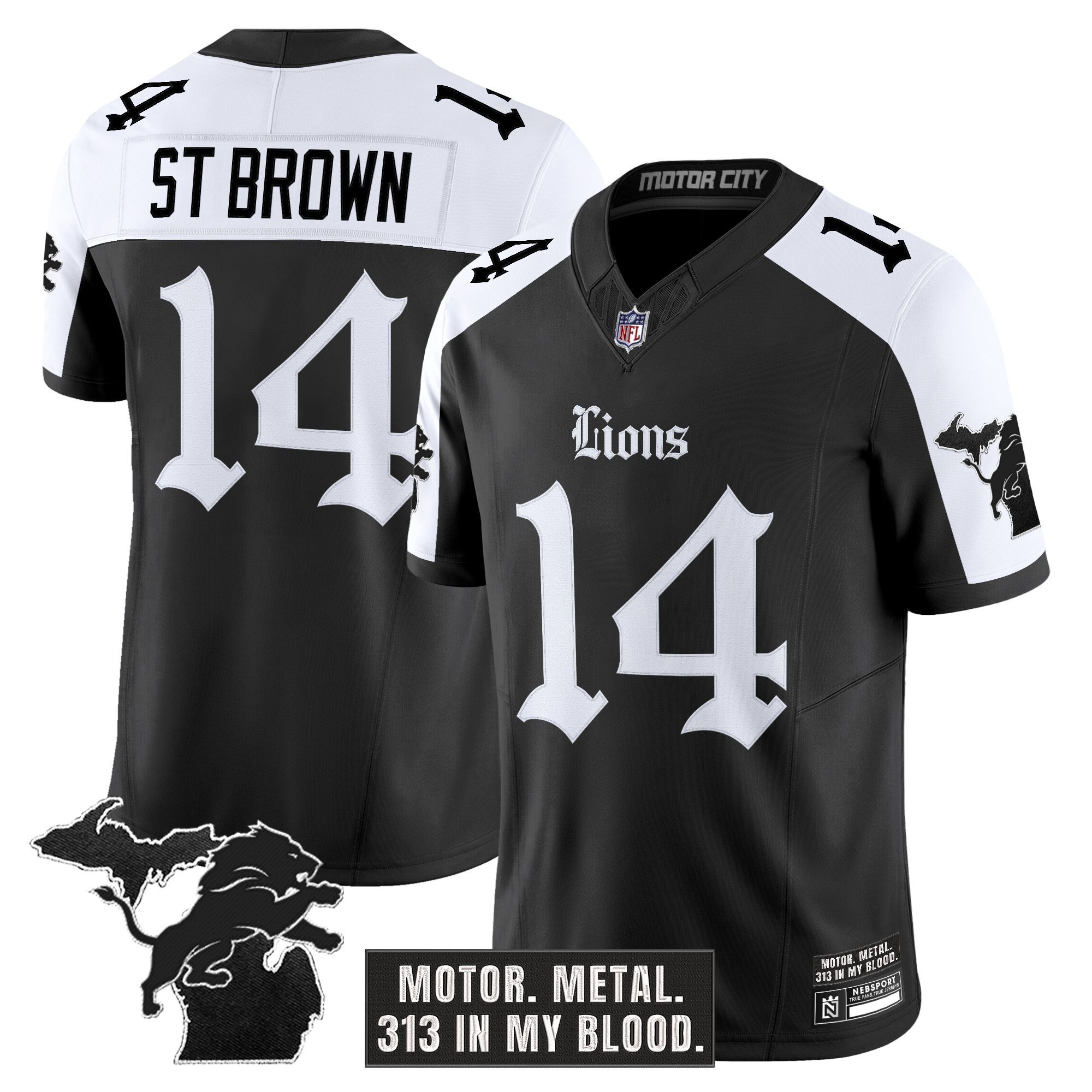 Men's Detroit Lions 'Gothic Motor Grit Edition' Vapor Limited Jersey - All Stitched - Image 17