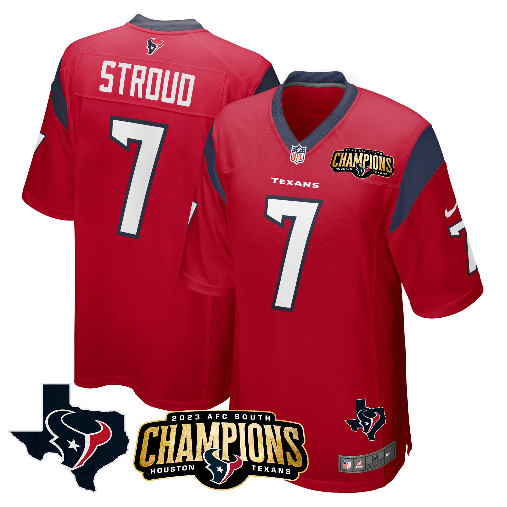 Men's Houston Texans 2023 AFC South Champions Patch Game Jersey - All Stitched - Image 13