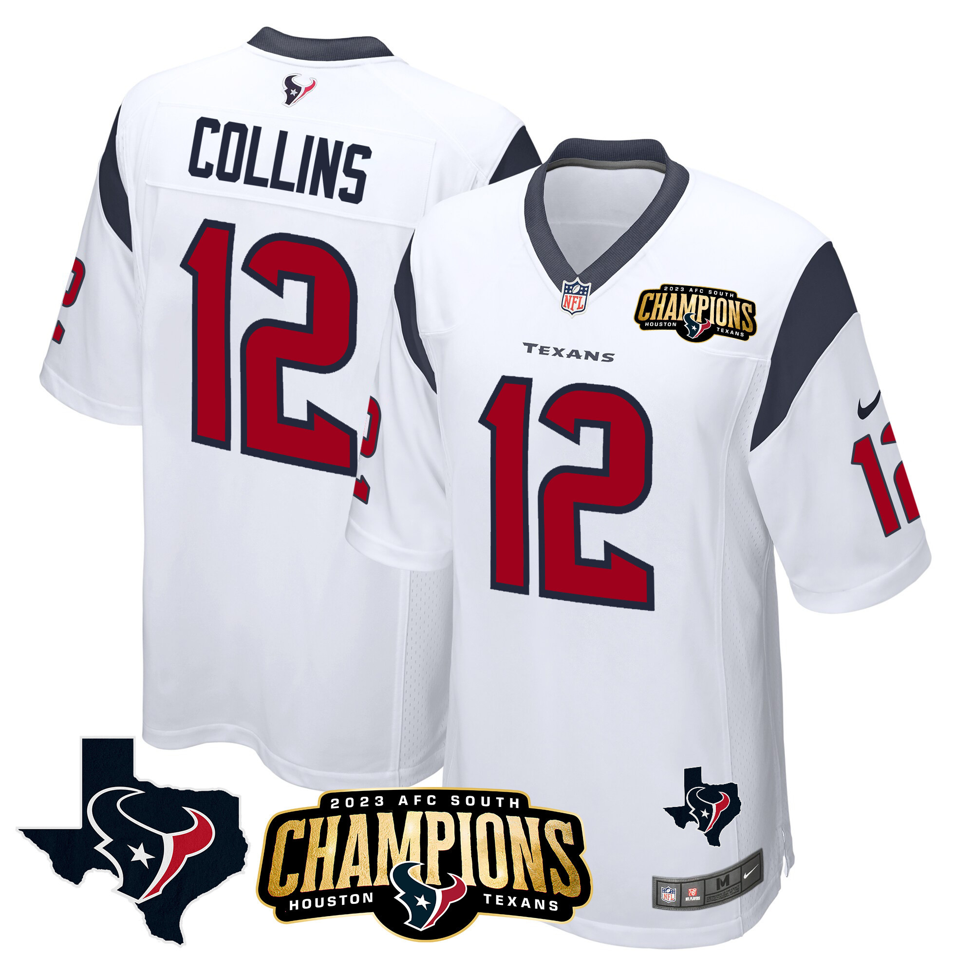 Men's Houston Texans 2023 AFC South Champions Patch Game Jersey - All Stitched - Image 22