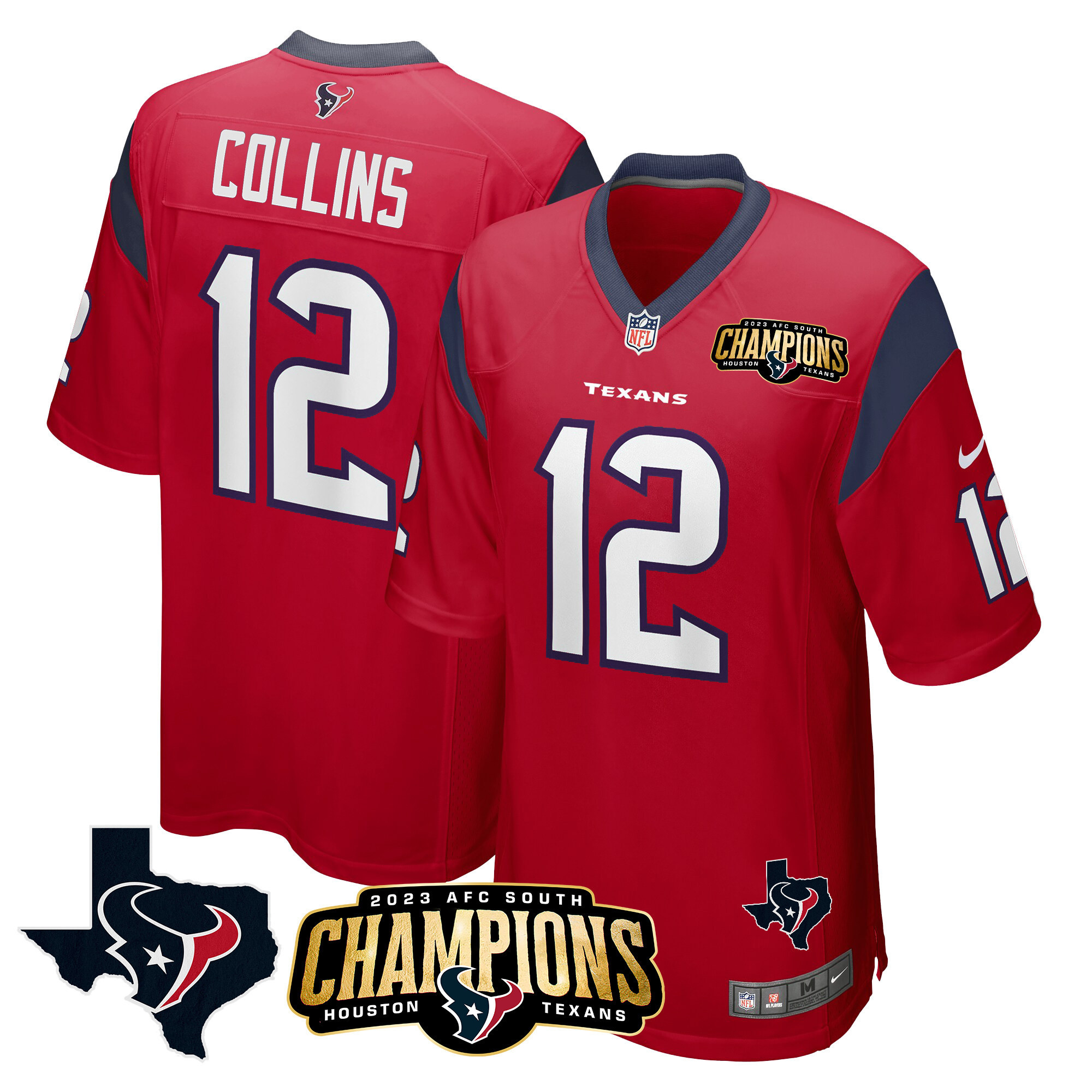 Men's Houston Texans 2023 AFC South Champions Patch Game Jersey - All Stitched - Image 16