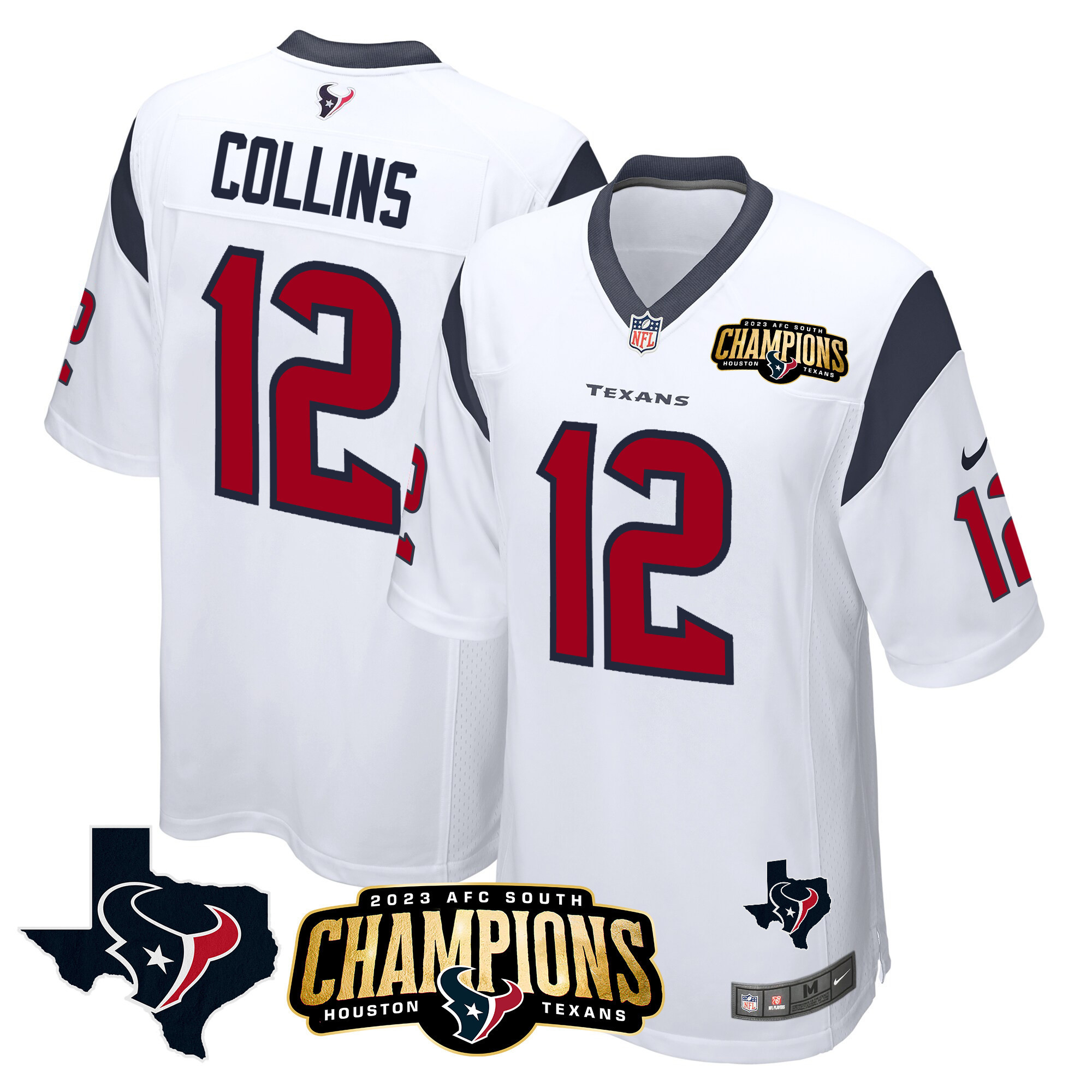 Men's Houston Texans 2023 AFC South Champions Patch Game Jersey - All Stitched - Image 22