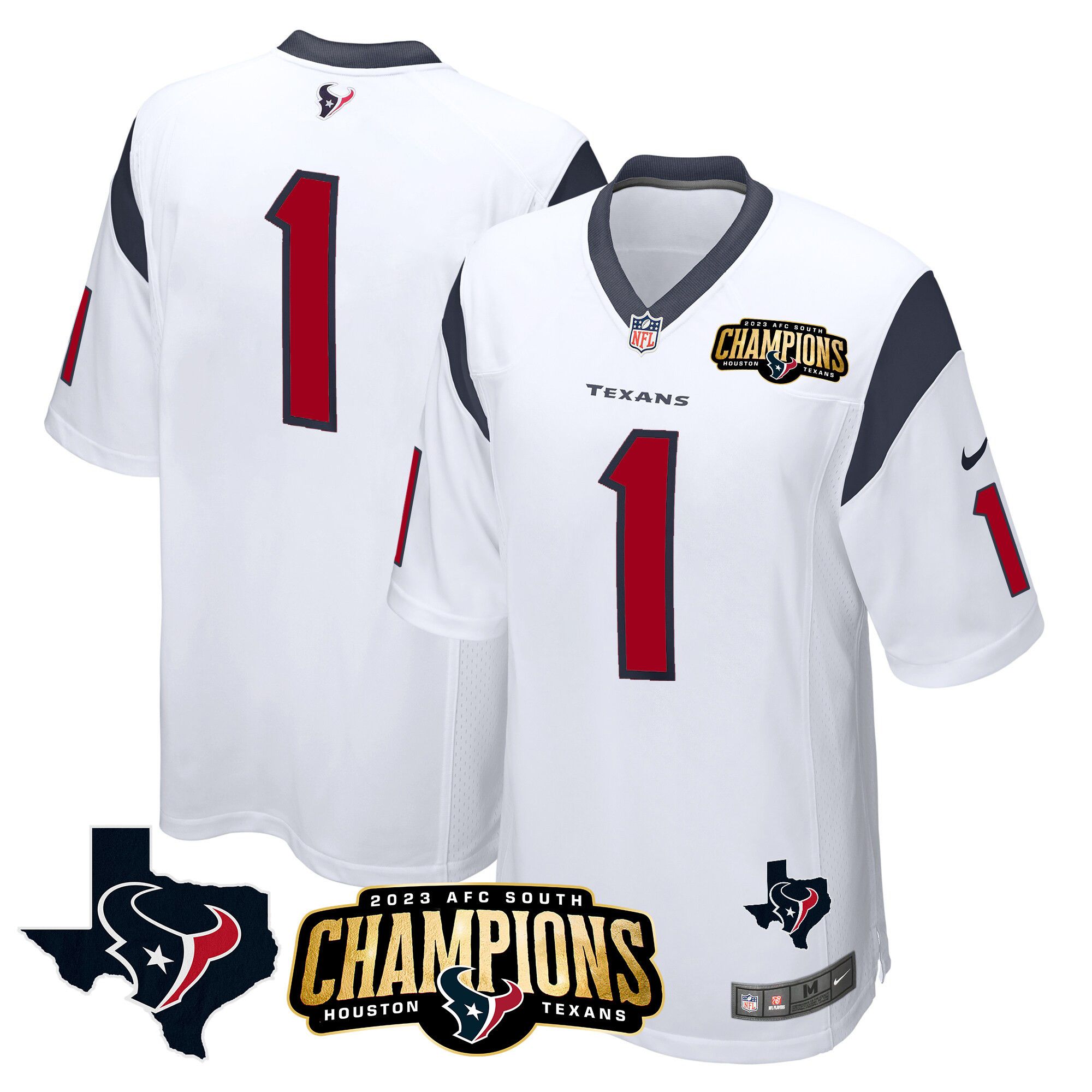 Men's Houston Texans 2023 AFC South Champions Patch Game Jersey - All Stitched - Image 24