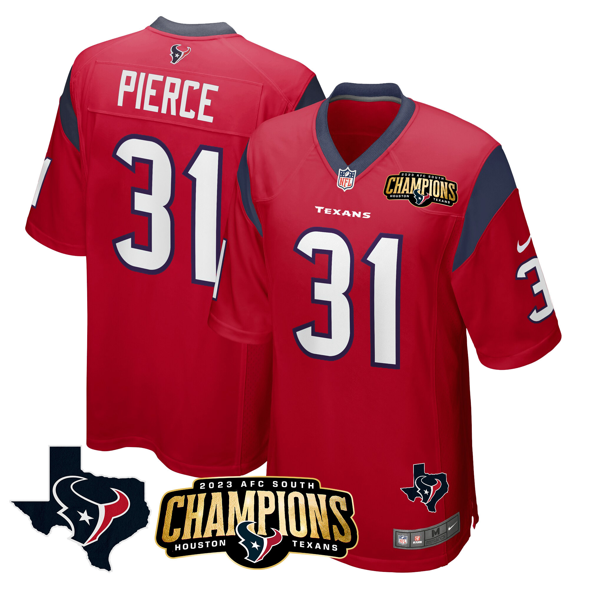 Men's Houston Texans 2023 AFC South Champions Patch Game Jersey - All Stitched - Image 15
