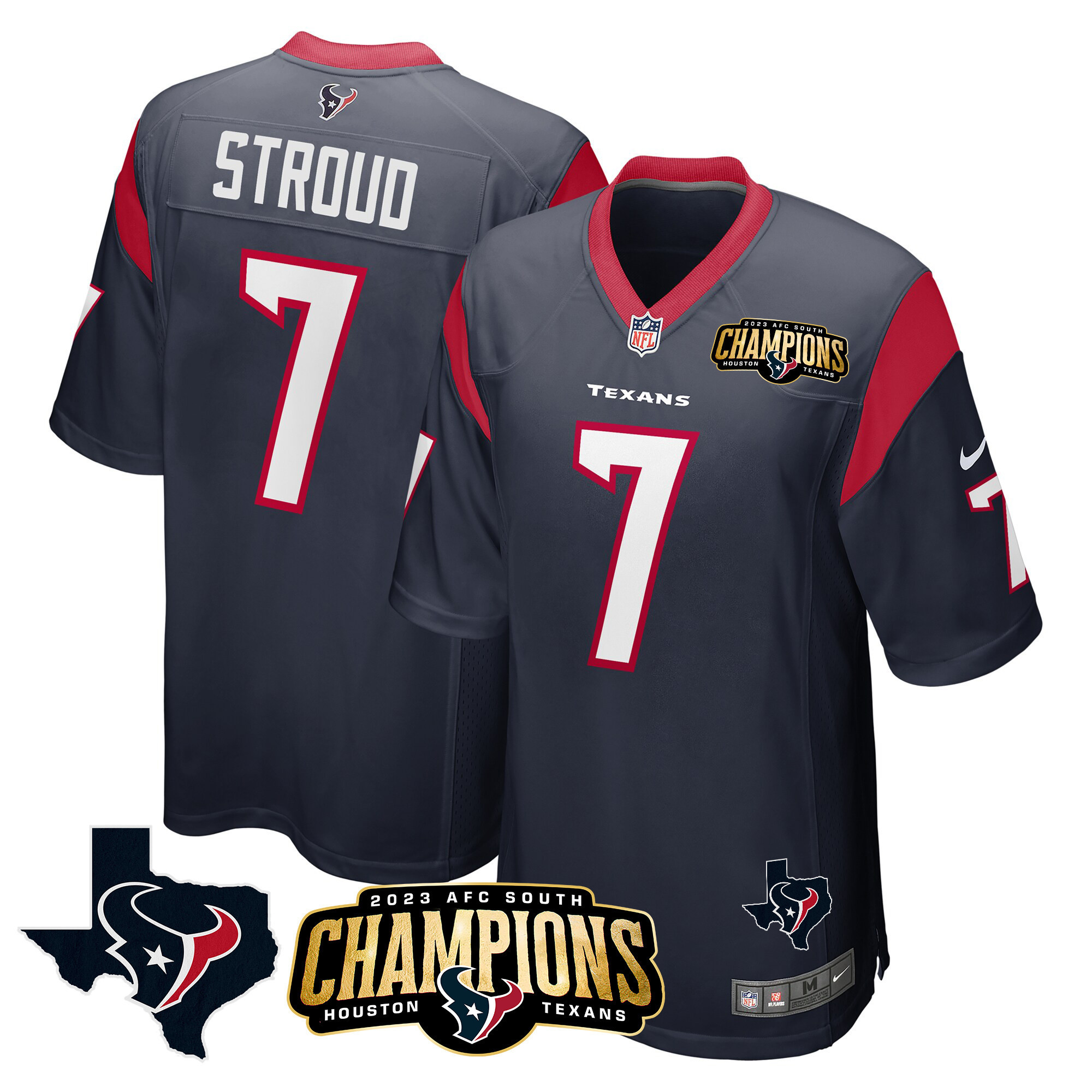 Men's Houston Texans 2023 AFC South Champions Patch Game Jersey - All Stitched - Image 7