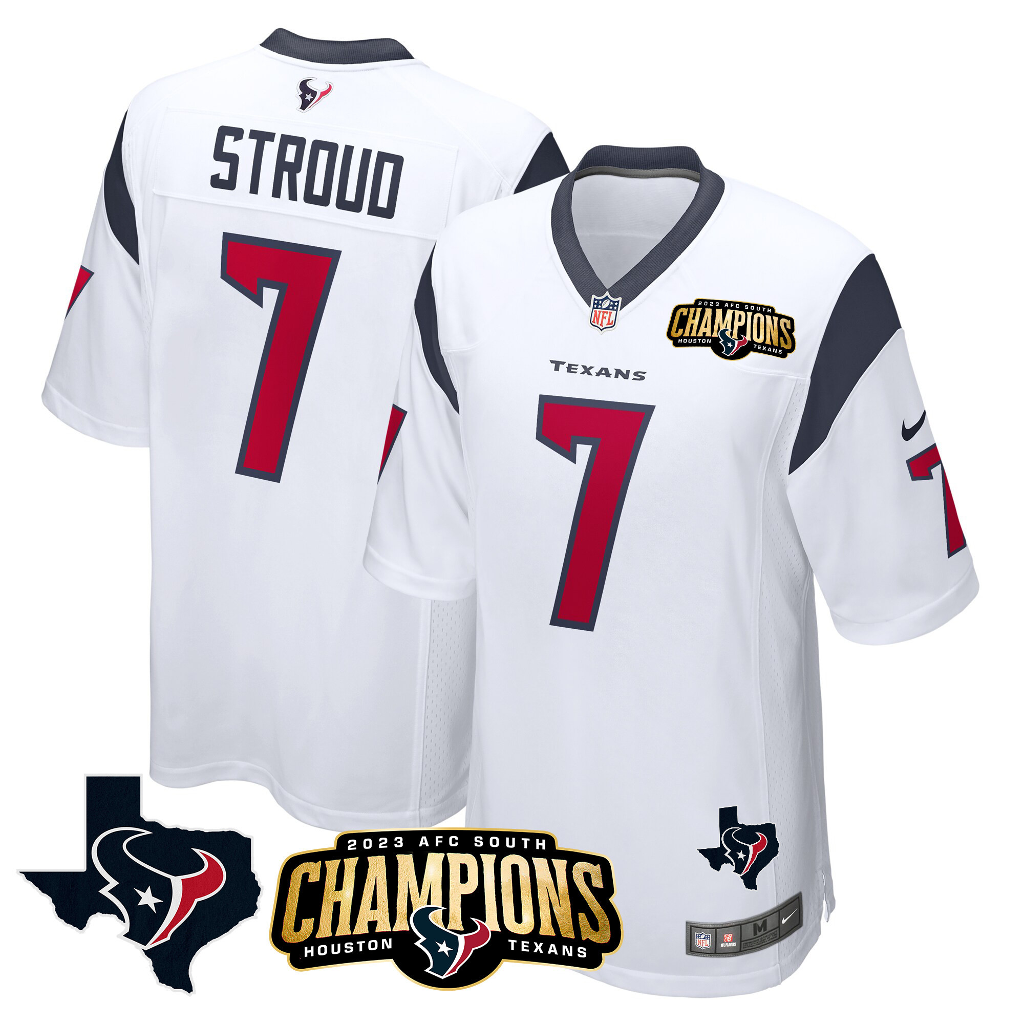 Men's Houston Texans 2023 AFC South Champions Patch Game Jersey - All Stitched - Image 19