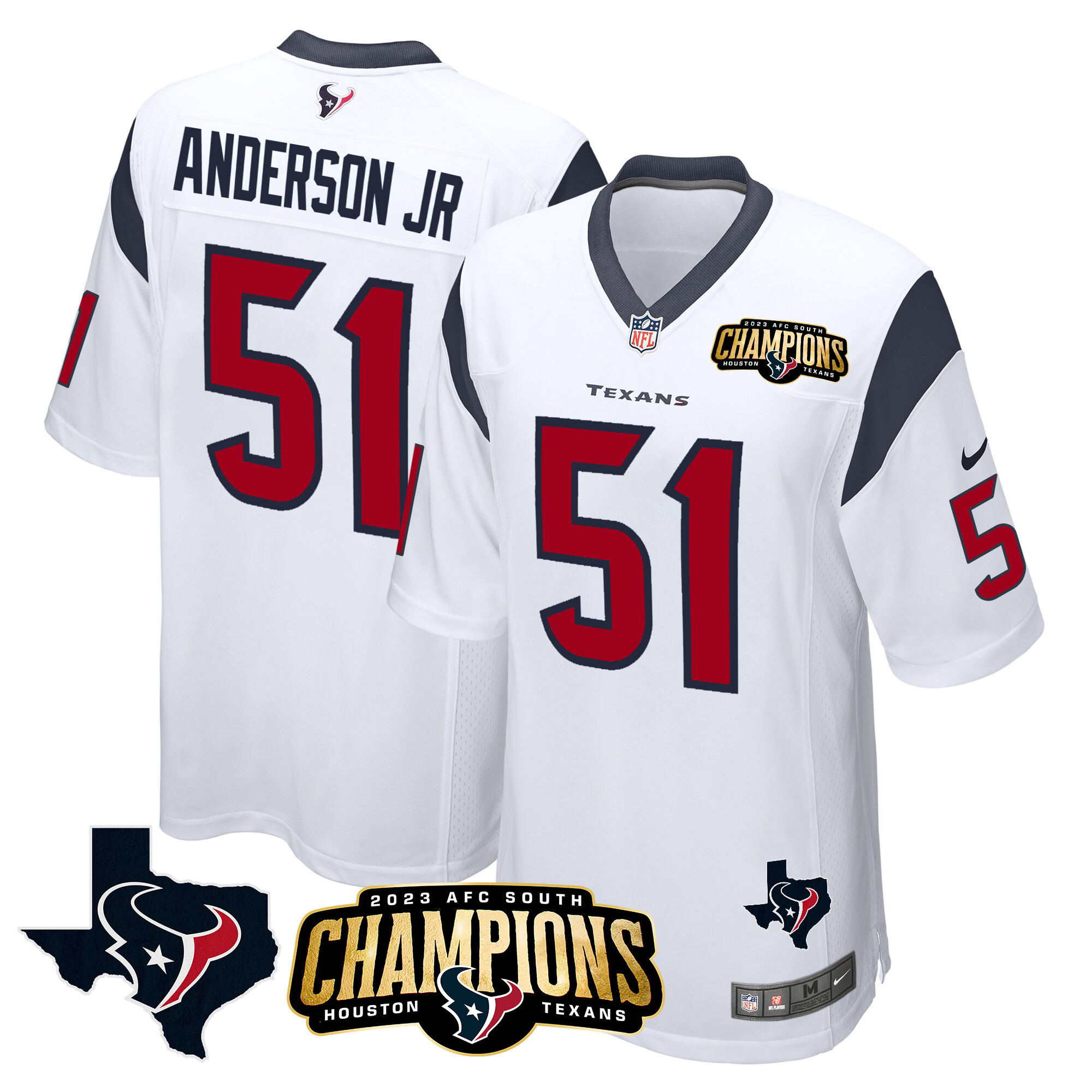 Men's Houston Texans 2023 AFC South Champions Patch Game Jersey - All Stitched - Image 23