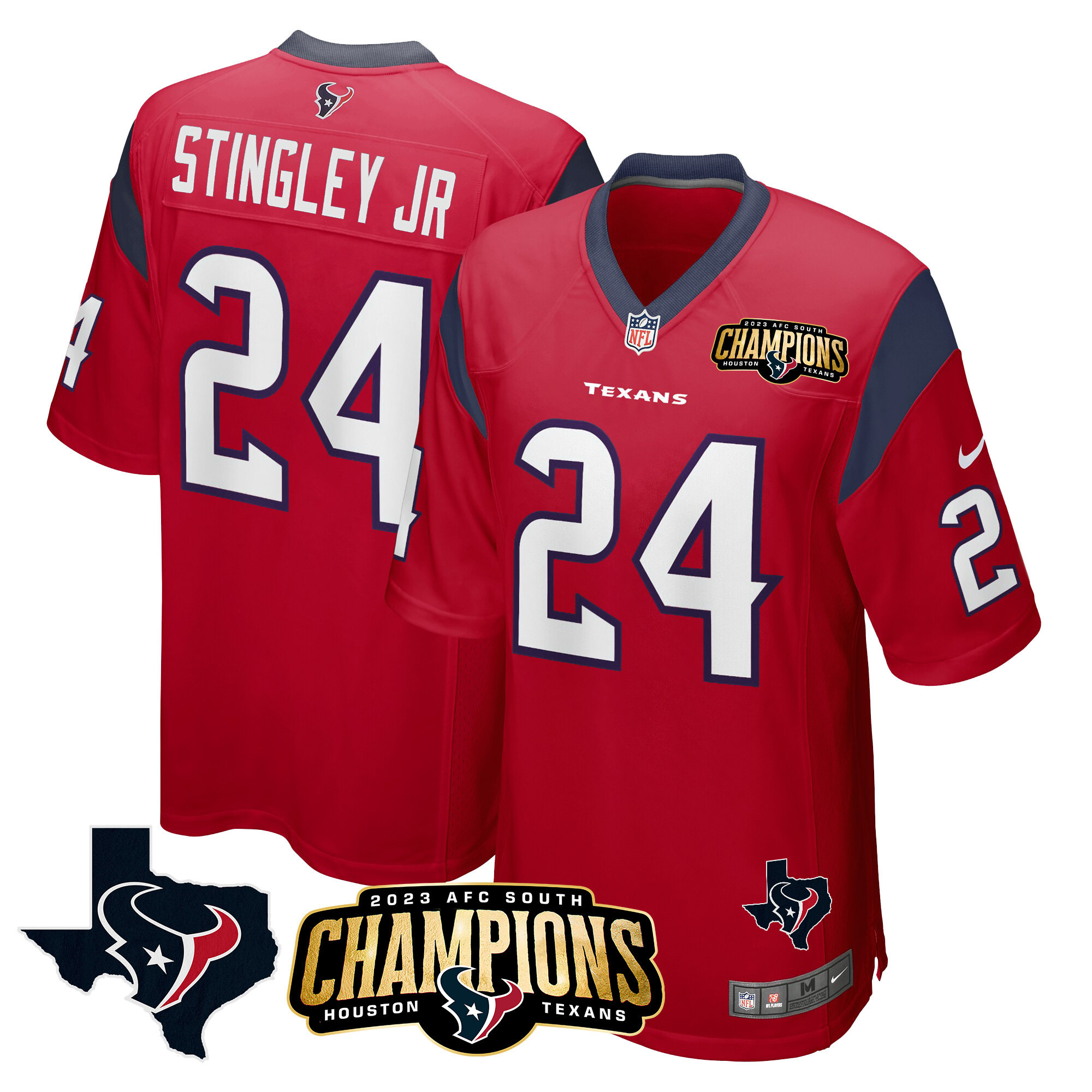 Men's Houston Texans 2023 AFC South Champions Patch Game Jersey - All Stitched - Image 14