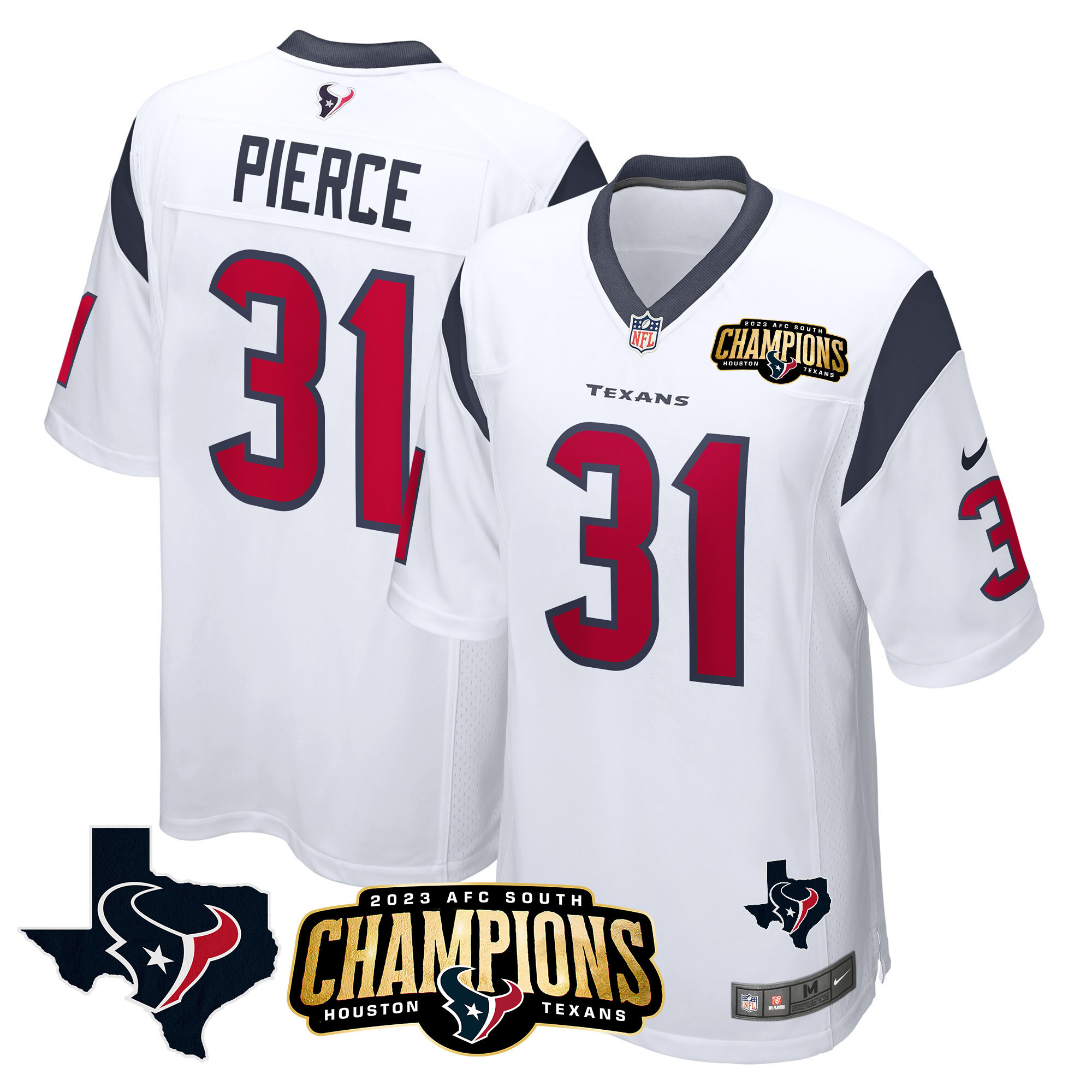 Men's Houston Texans 2023 AFC South Champions Patch Game Jersey - All Stitched - Image 21