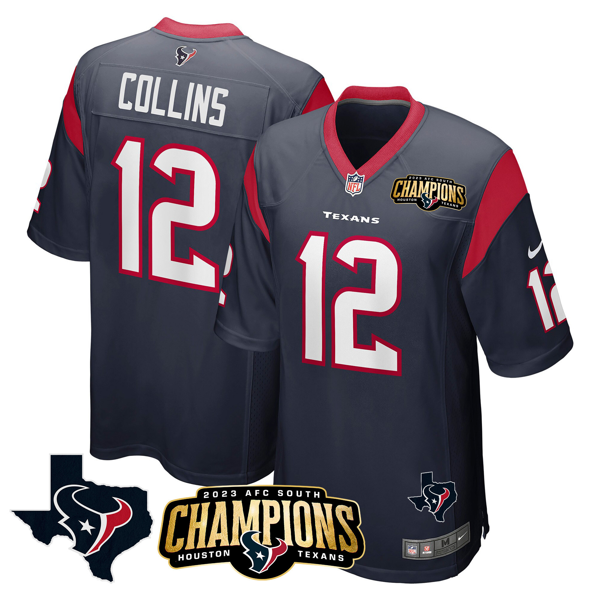 Men's Houston Texans 2023 AFC South Champions Patch Game Jersey - All Stitched - Image 10