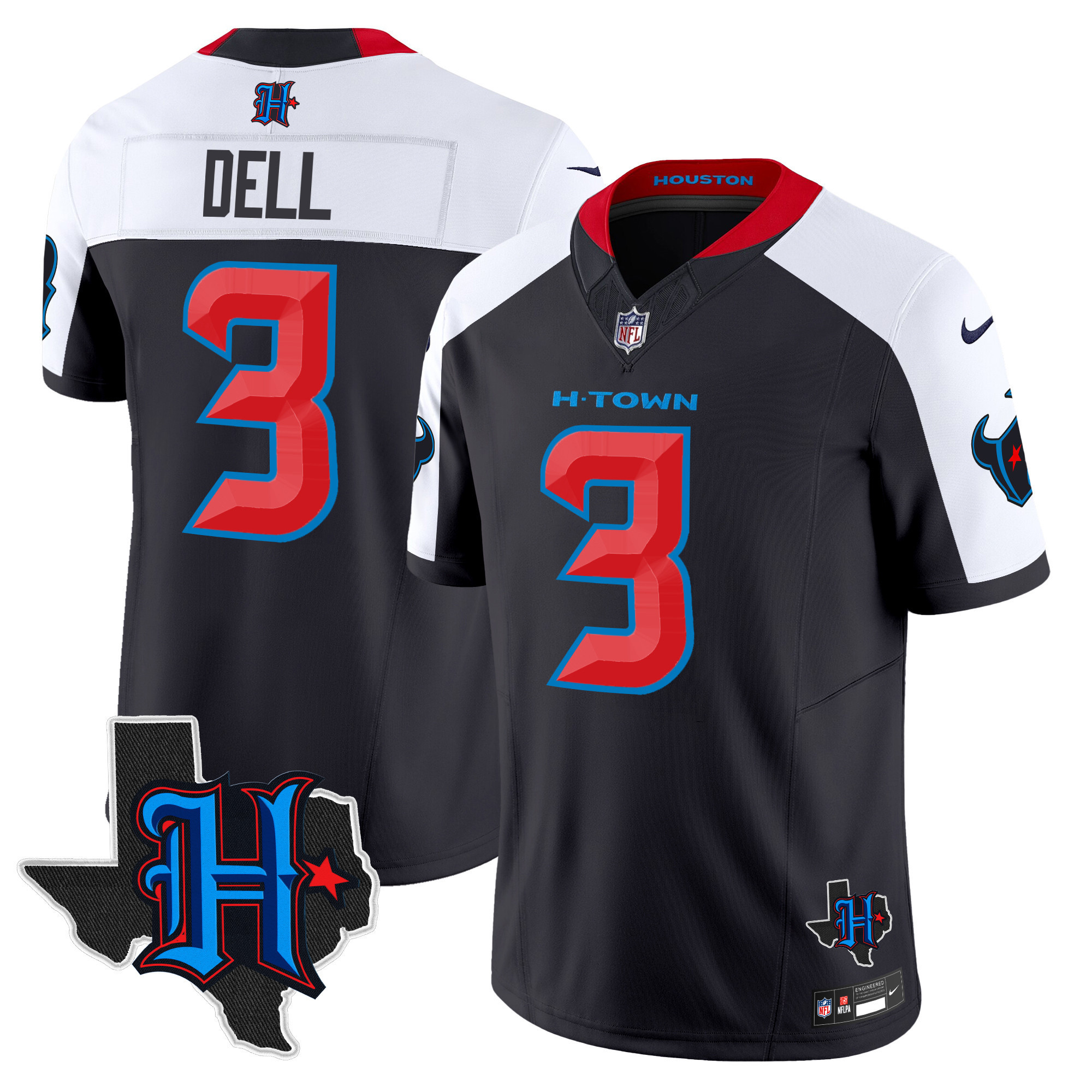 Men's Houston Texans 2024 Texas Patch Vapor Limited Jersey V2 - All Stitched - Image 28
