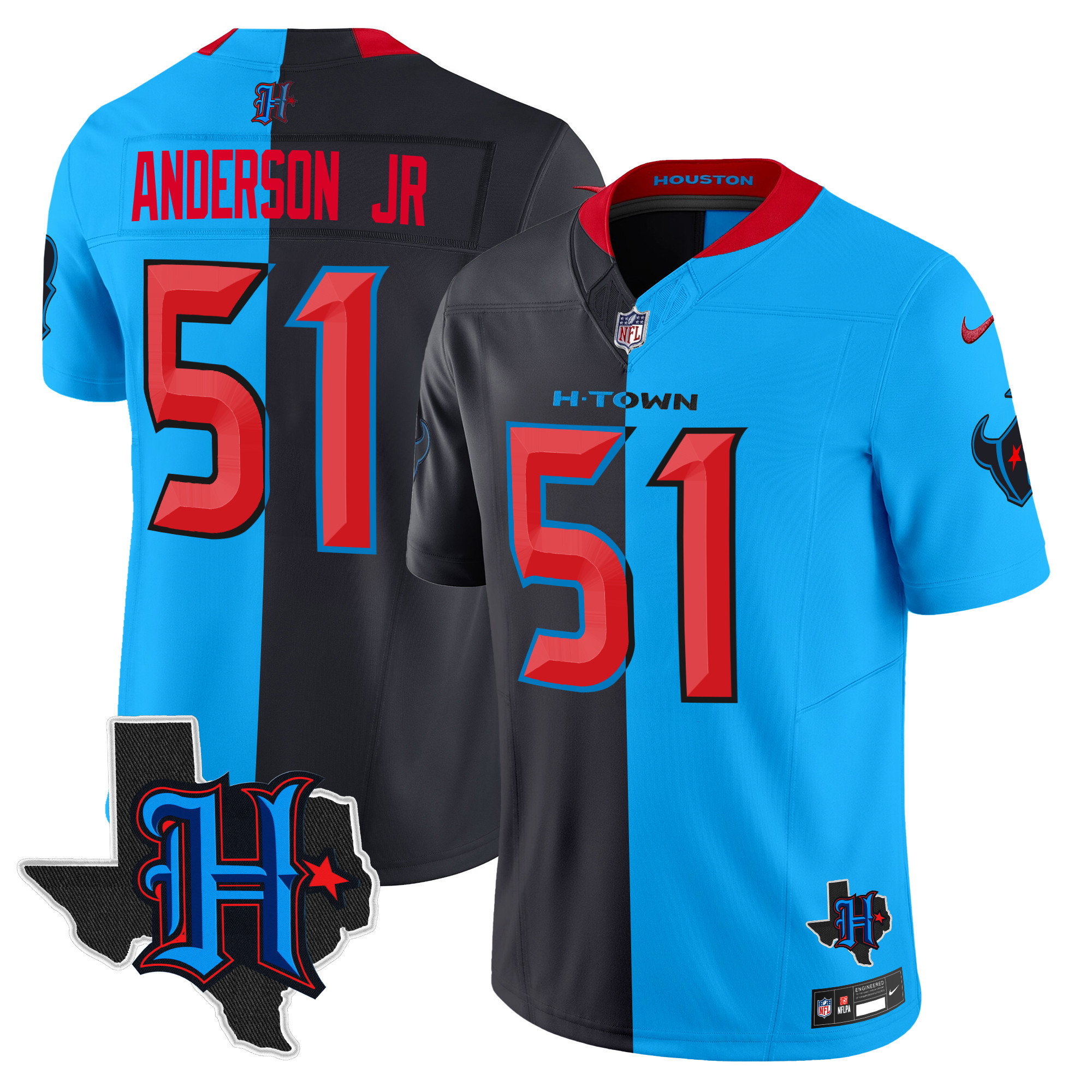 Men's Houston Texans 2024 Texas Patch Vapor Limited Jersey V2 - All Stitched - Image 47