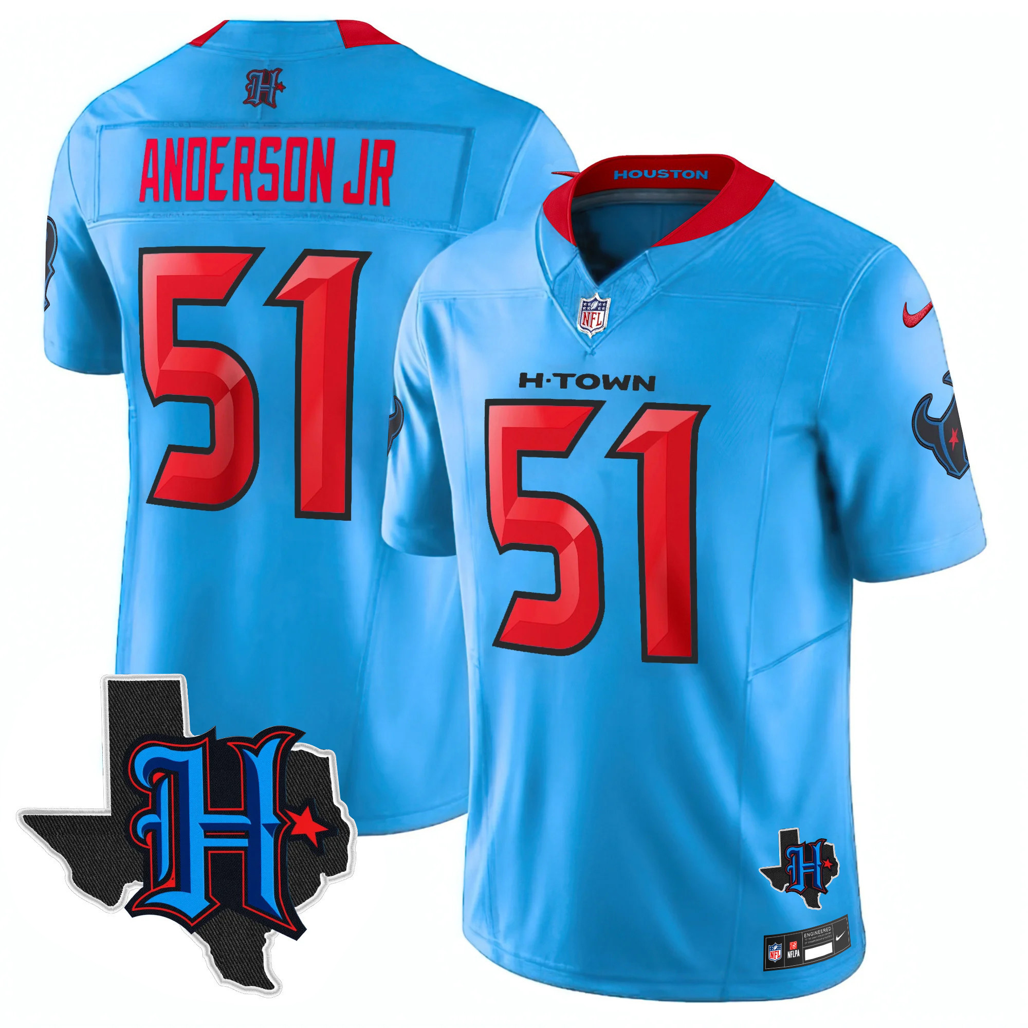 Men's Houston Texans 2024 Texas Patch Vapor Limited Jersey V2 - All Stitched - Image 7