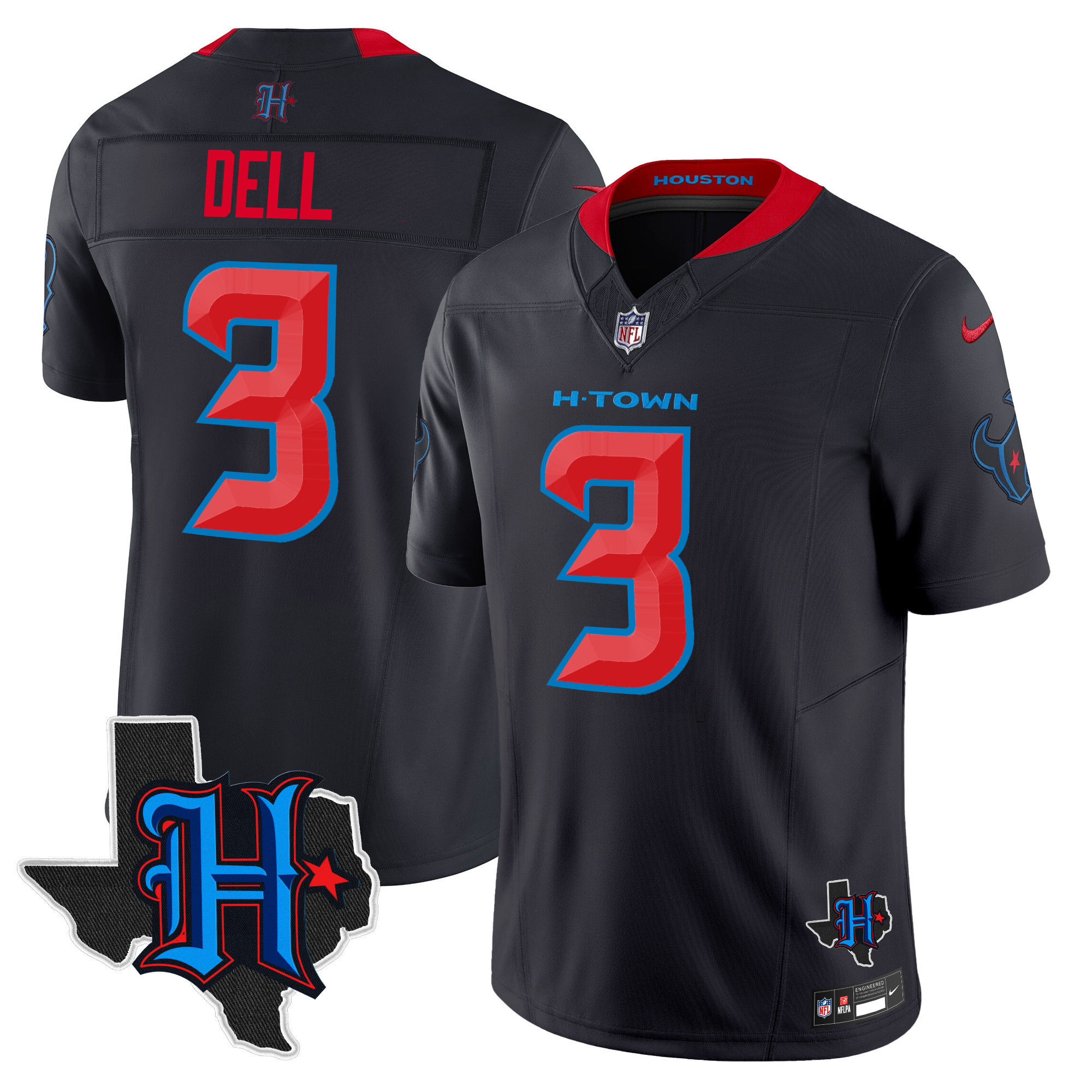 Men's Houston Texans 2024 Texas Patch Vapor Limited Jersey V2 - All Stitched - Image 12