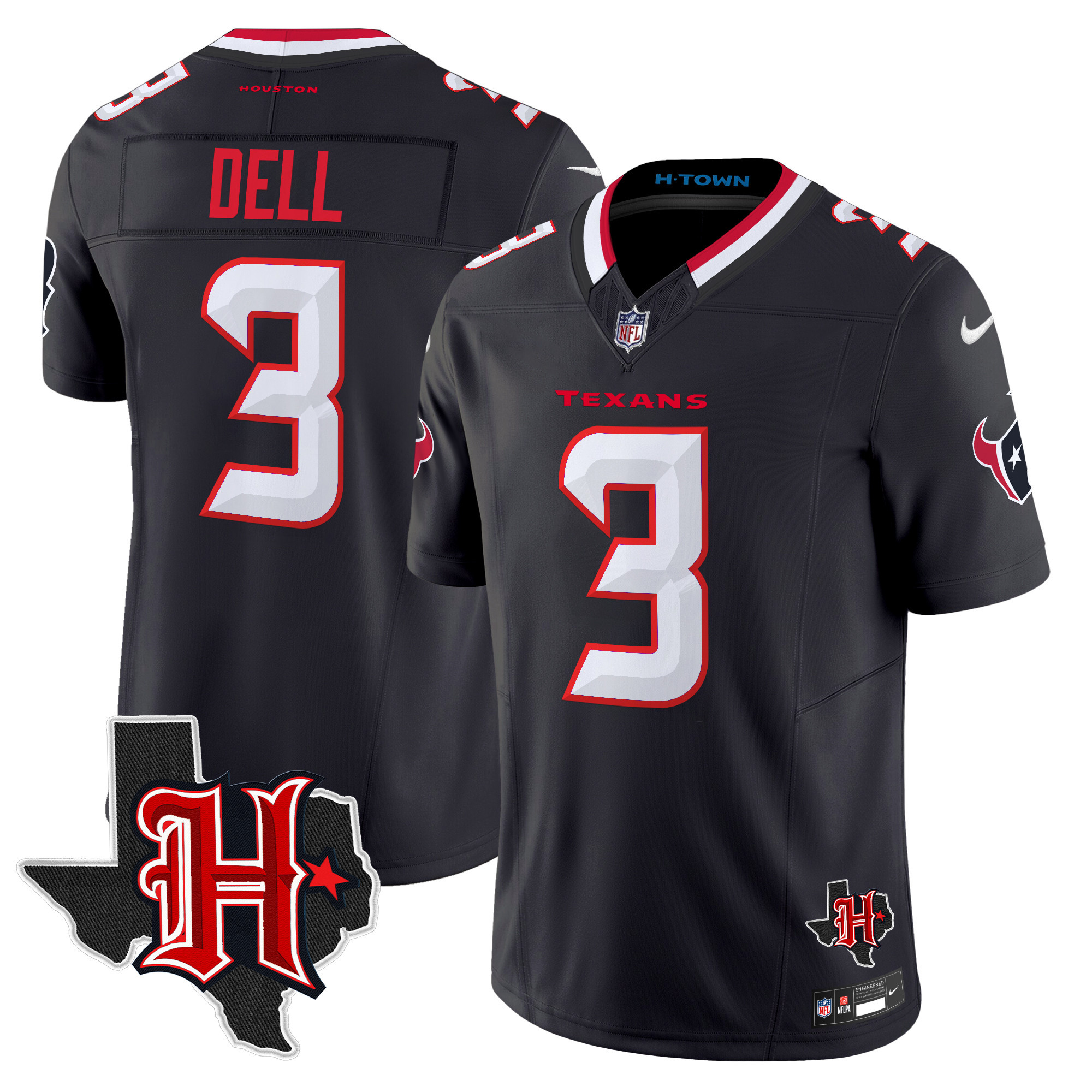Men's Houston Texans 2024 Texas Patch Vapor Limited Jersey V5 - All Stitched - Image 12