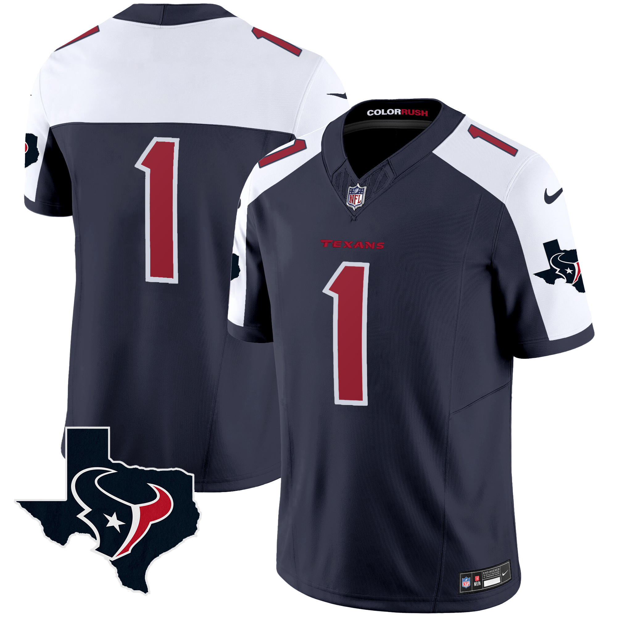 Men's Houston Texans Color Rush Legend Vapor Jersey V2 - All Stitched - Image 14