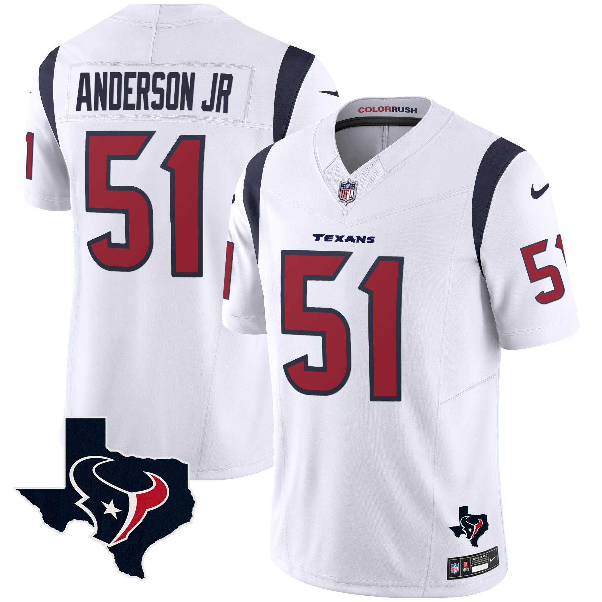 Men's Houston Texans Color Rush Legend Vapor Jersey V2 - All Stitched - Image 19