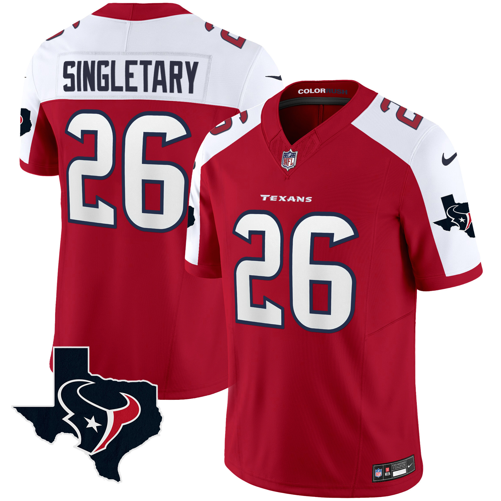 Men's Houston Texans Color Rush Legend Vapor Jersey V2 - All Stitched - Image 34