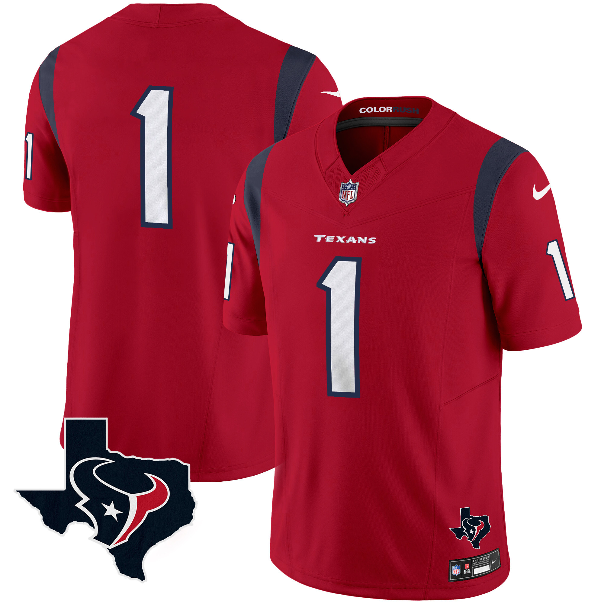 Men's Houston Texans Color Rush Legend Vapor Jersey V2 - All Stitched - Image 28