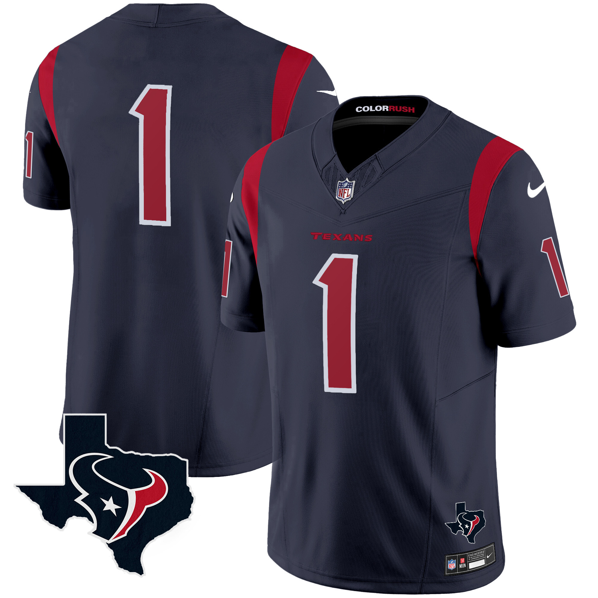 Men's Houston Texans Color Rush Legend Vapor Jersey V2 - All Stitched - Image 7