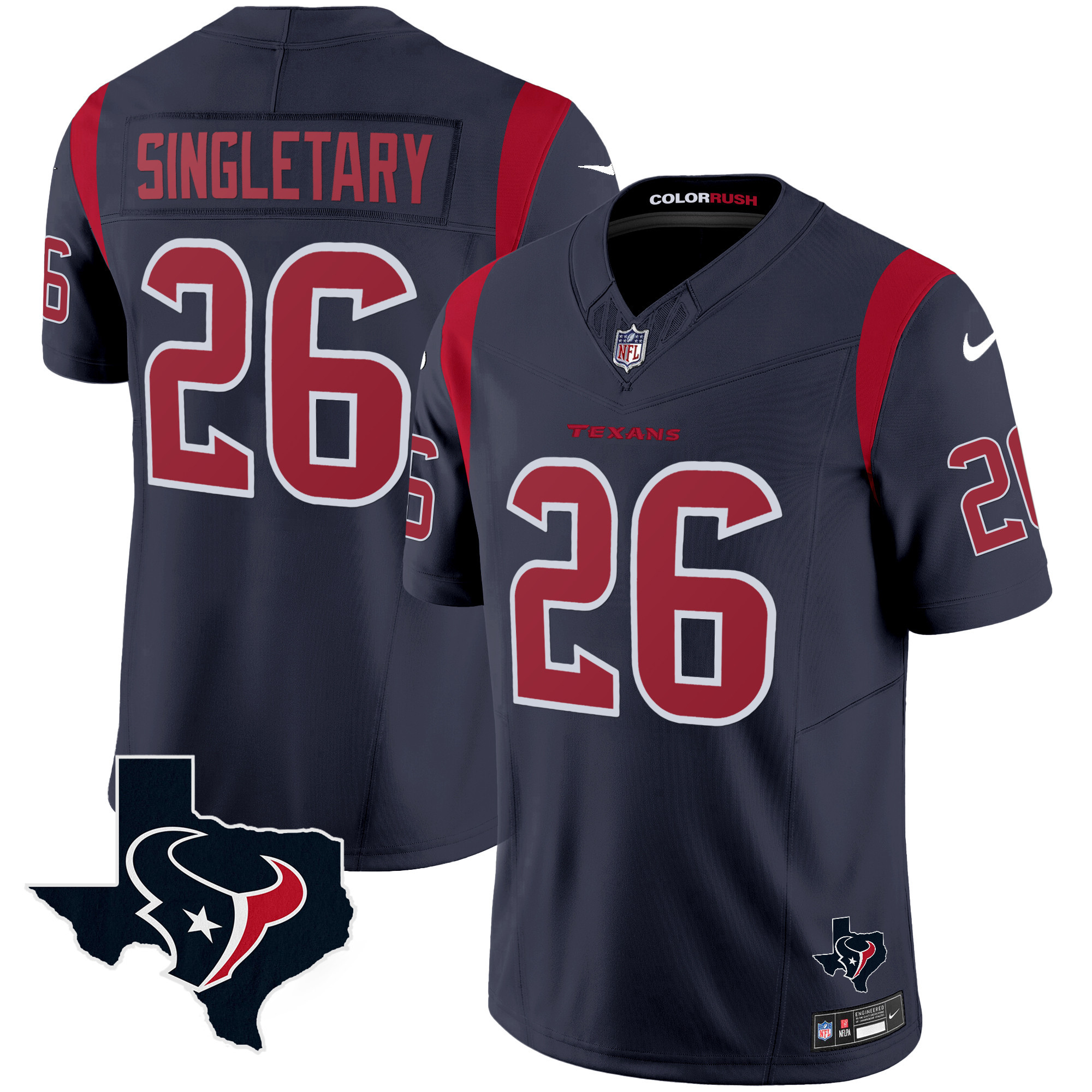 Men's Houston Texans Color Rush Legend Vapor Jersey V2 - All Stitched - Image 6