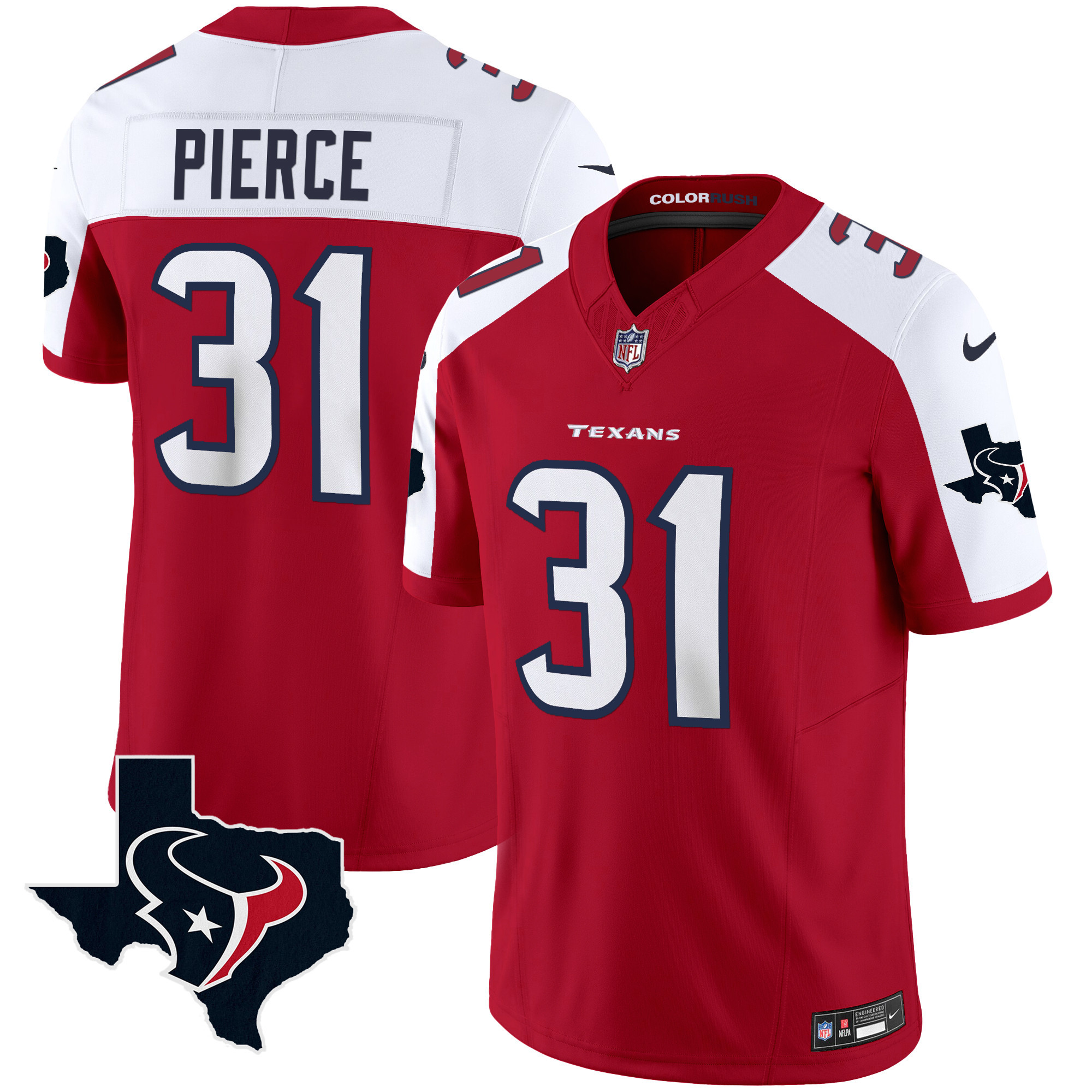 Men's Houston Texans Color Rush Legend Vapor Jersey V2 - All Stitched - Image 31
