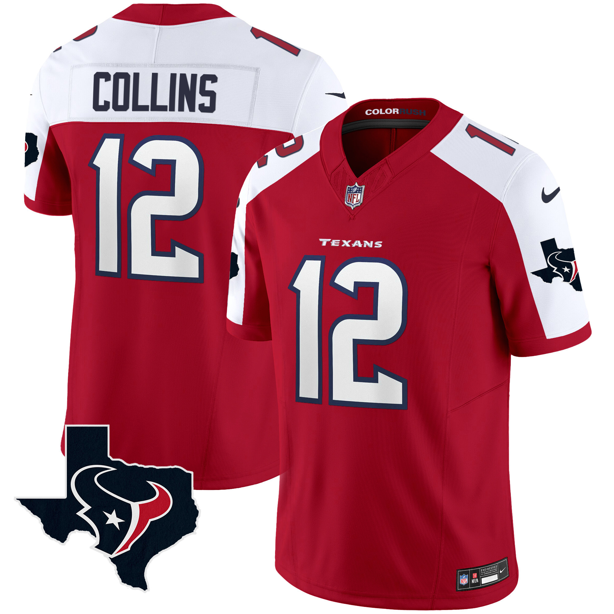 Men's Houston Texans Color Rush Legend Vapor Jersey V2 - All Stitched - Image 32