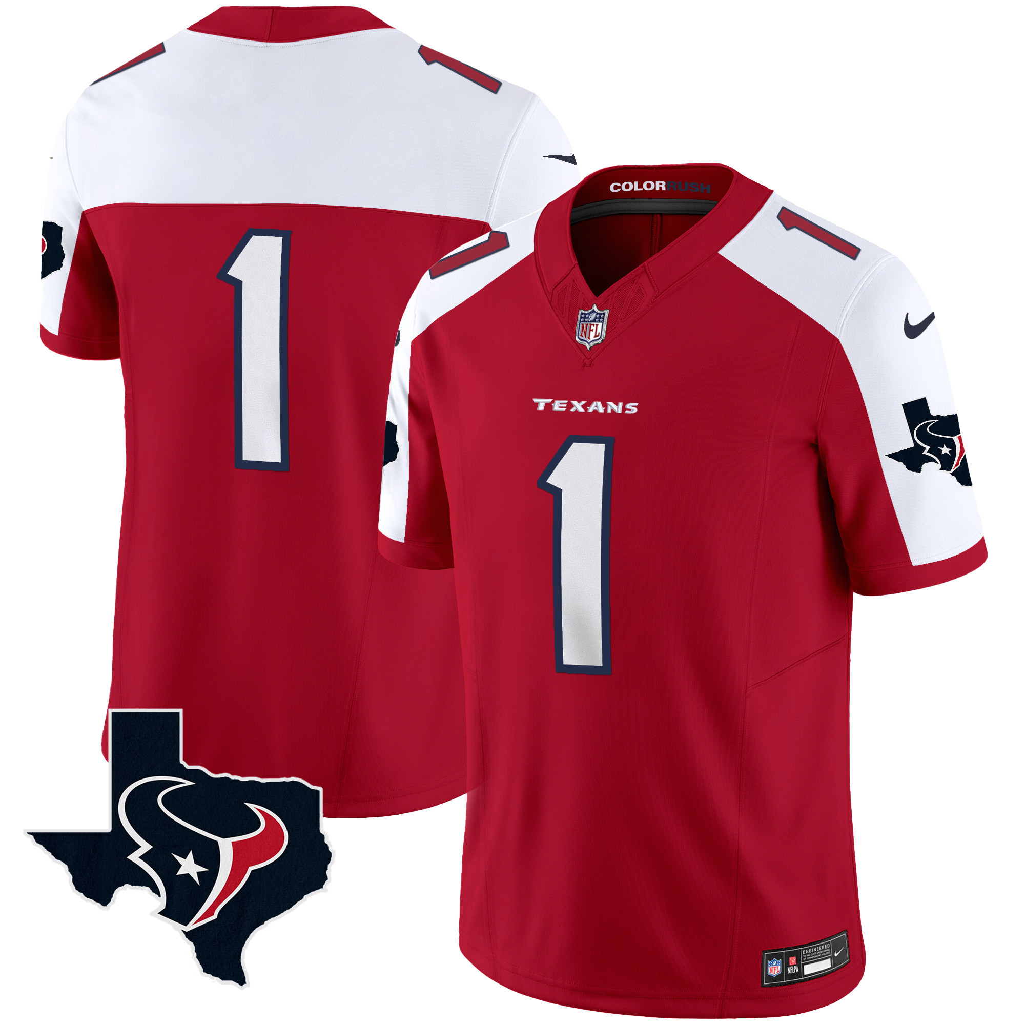 Men's Houston Texans Color Rush Legend Vapor Jersey V2 - All Stitched - Image 35