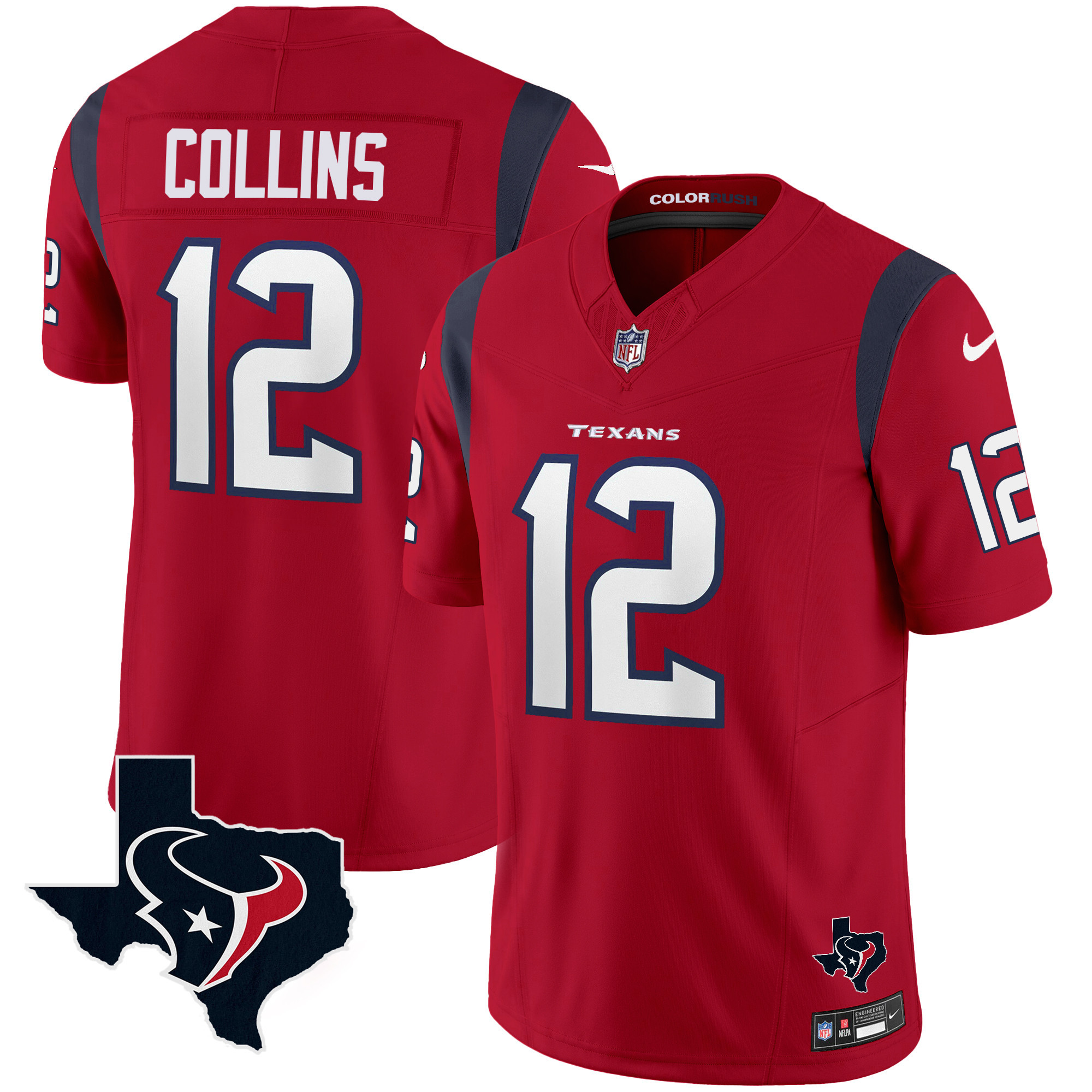 Men's Houston Texans Color Rush Legend Vapor Jersey V2 - All Stitched - Image 25
