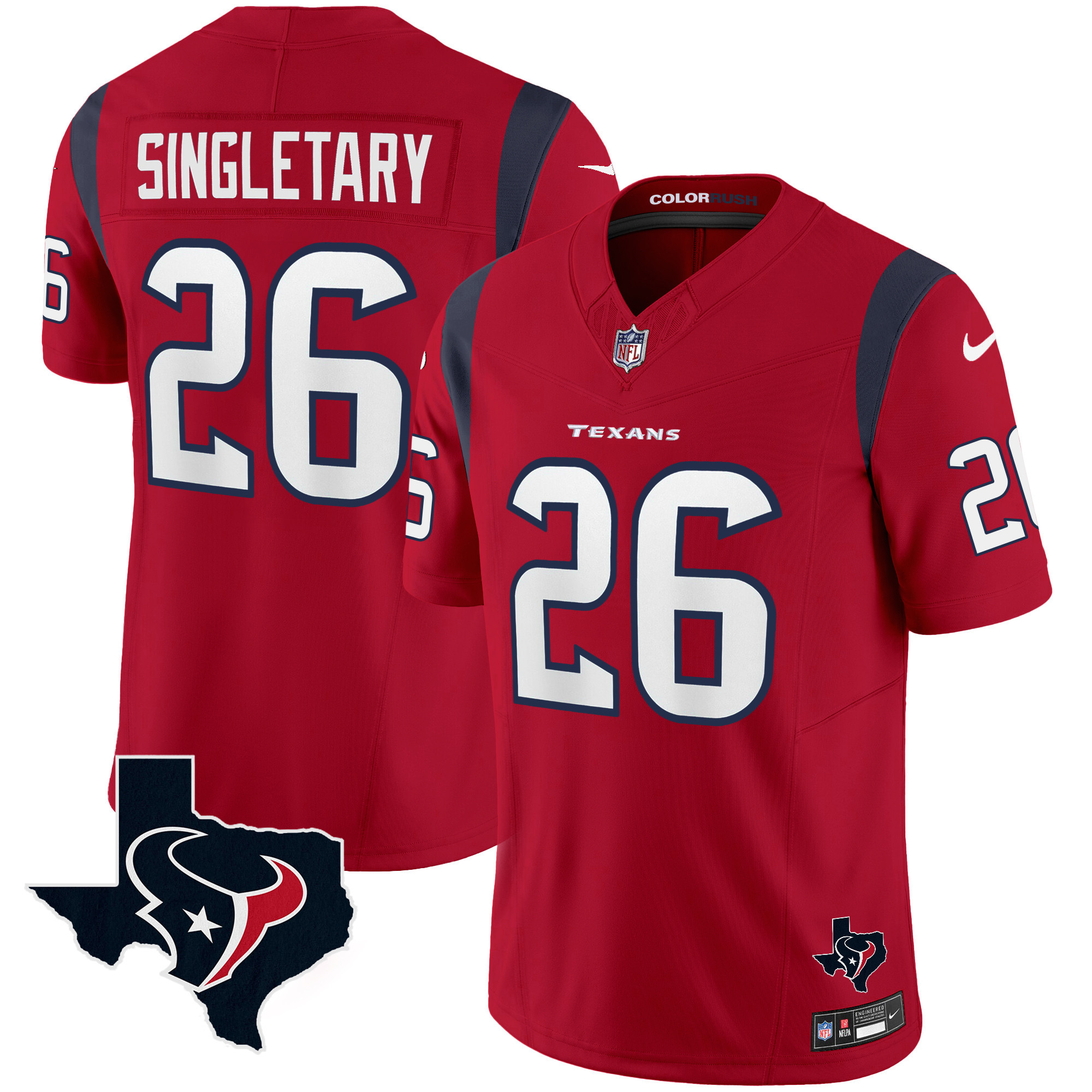 Men's Houston Texans Color Rush Legend Vapor Jersey V2 - All Stitched - Image 27
