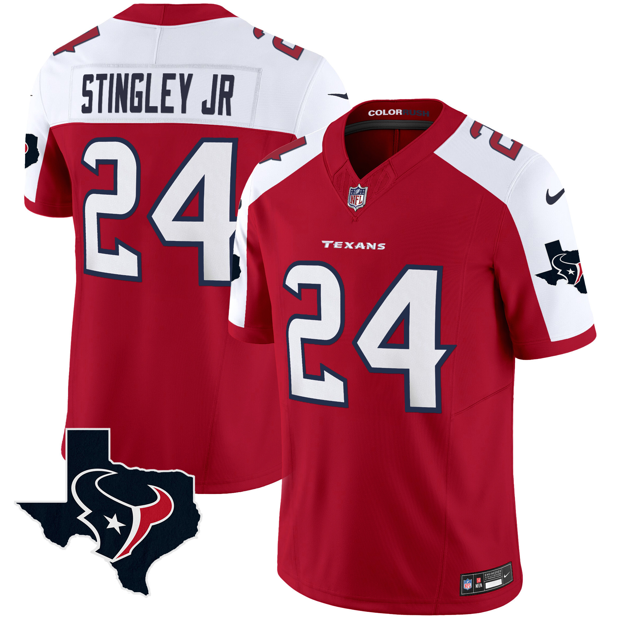 Men's Houston Texans Color Rush Legend Vapor Jersey V2 - All Stitched - Image 30