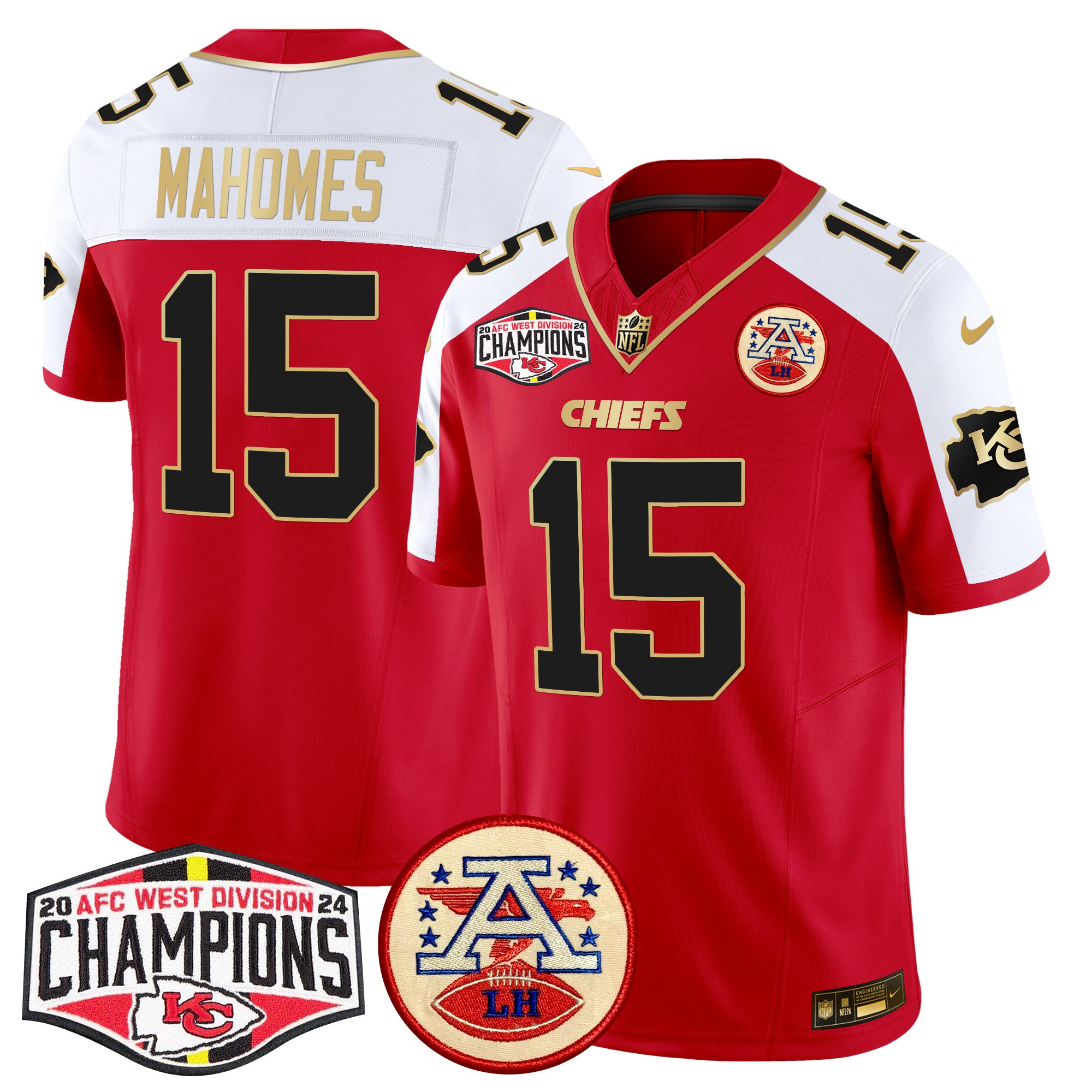 Men's Kansas City Chiefs 2024 AFC West Division Champions Patch Vapor Limited Jersey - All Stitched - Image 9